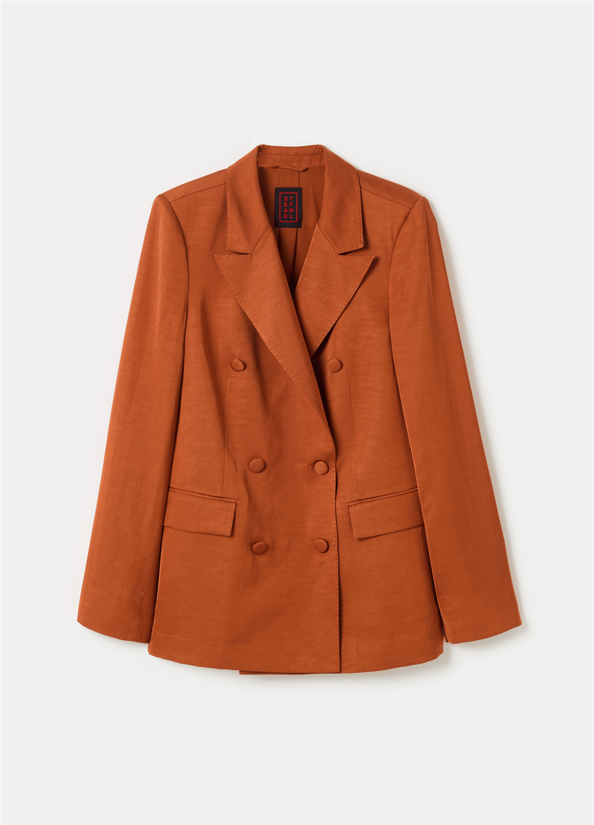 Saten Kruvaze Kiremit Blazer