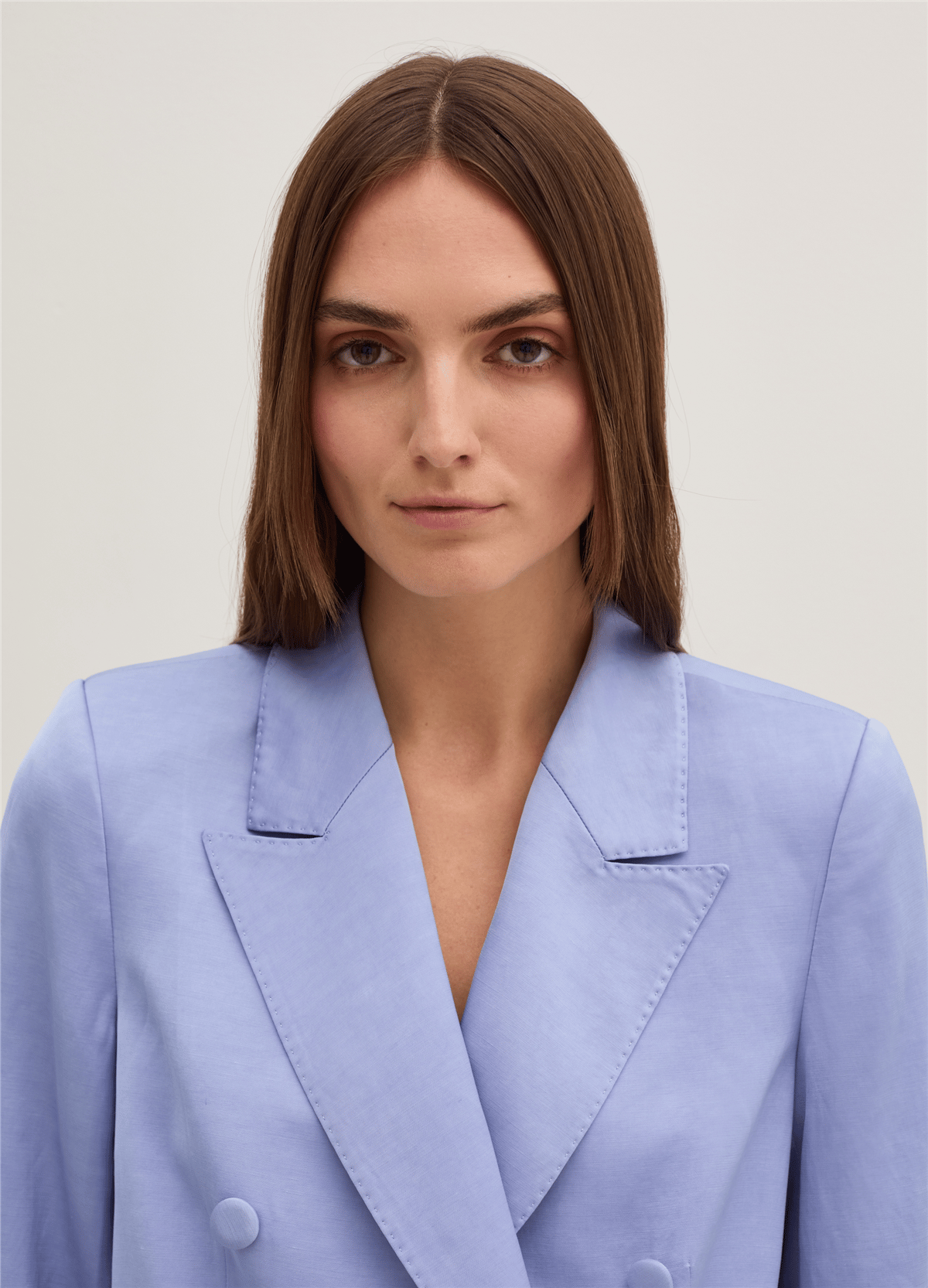 Saten Kruvaze Mavi Blazer