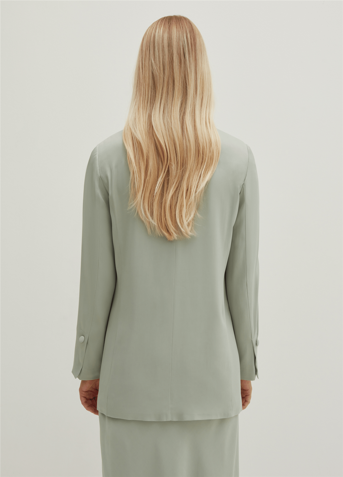 Saten Kruvaze Mint Blazer