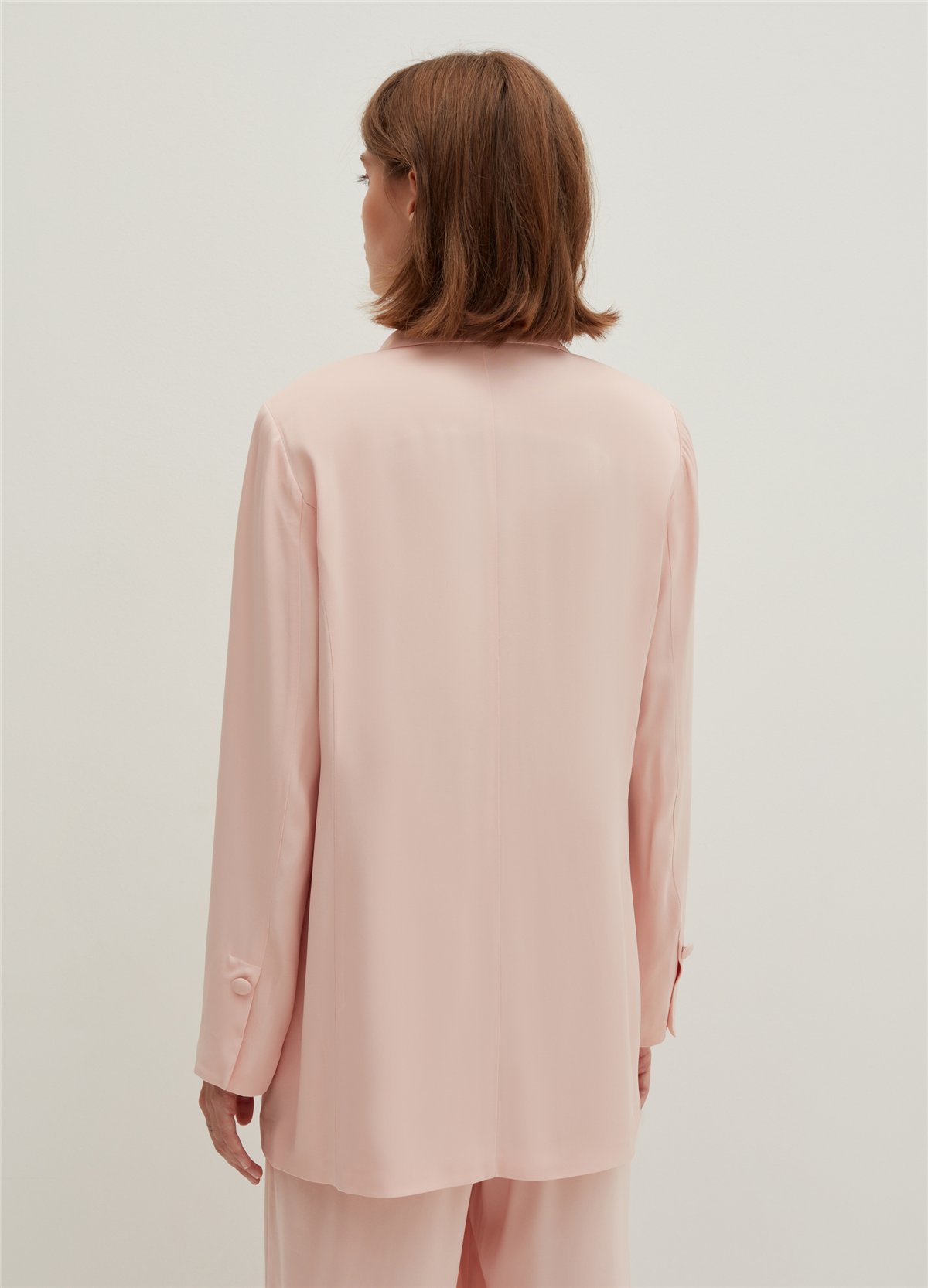 Saten Kruvaze Pudra Blazer