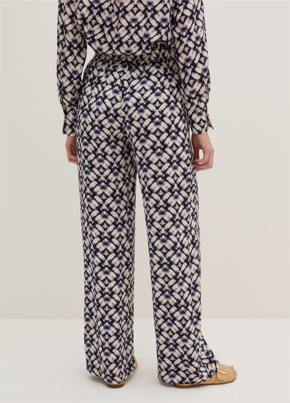Shibori Baskılı Düz Pantolon