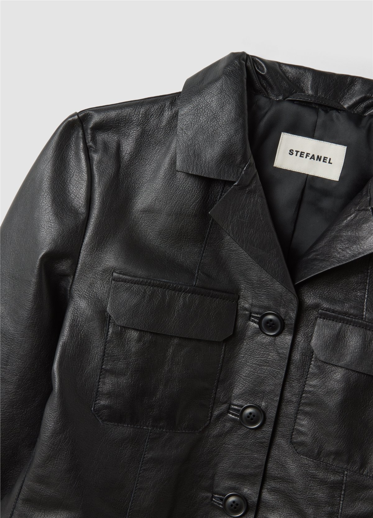 Siyah Hakiki Deri Klasik Yaka Regular Fit Blazer Ceket