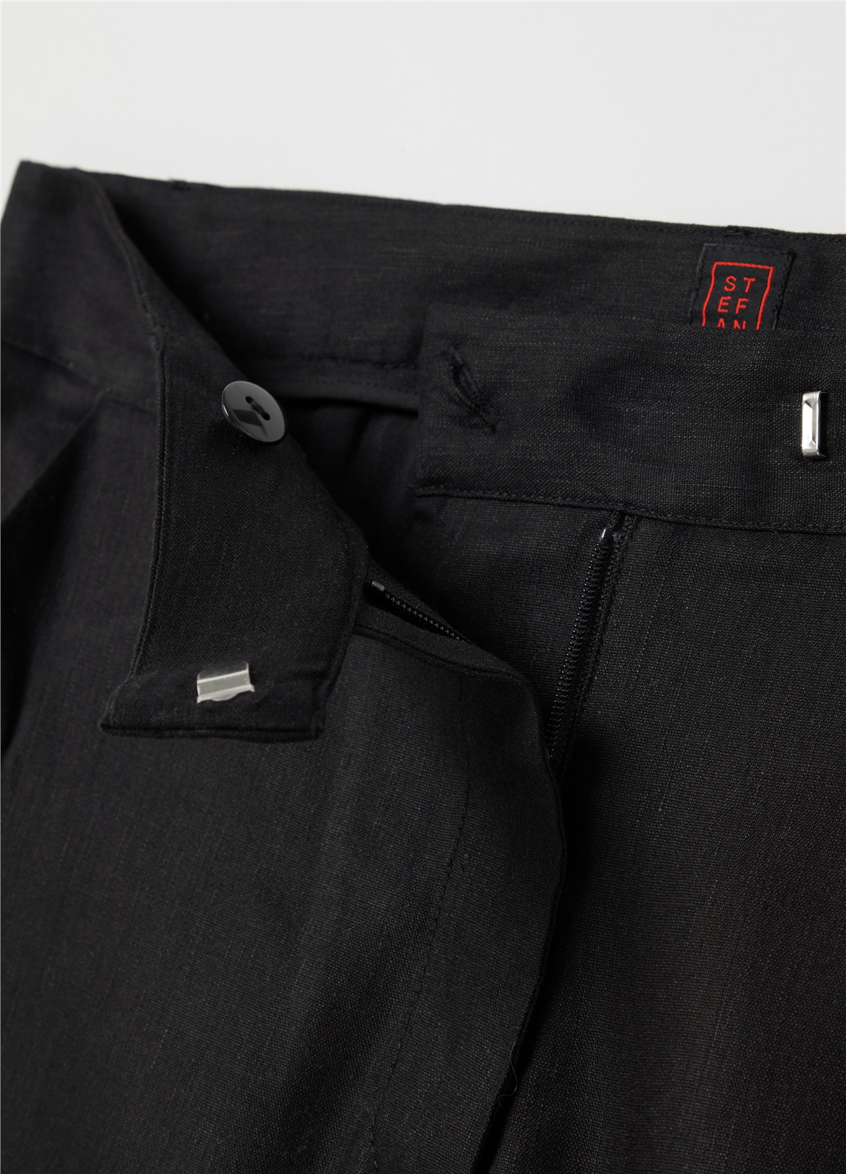 Stretch Keten ve Viskon Siyah Slim Fit Pantolon
