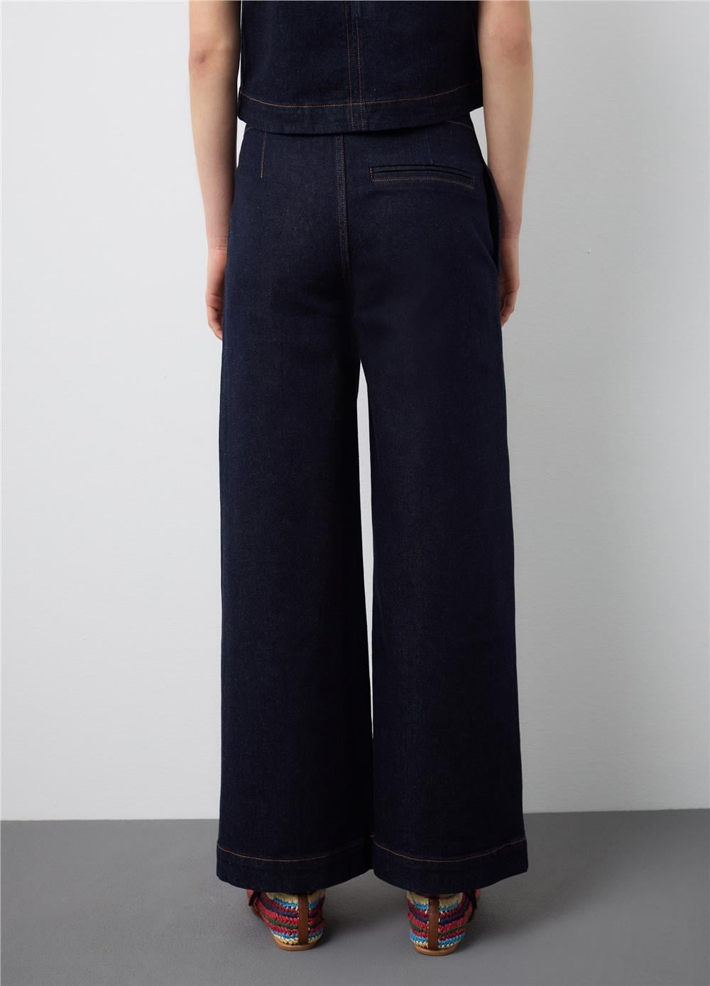 Stretch Pamuklu Denim Mavi Straight Fit Pantolon