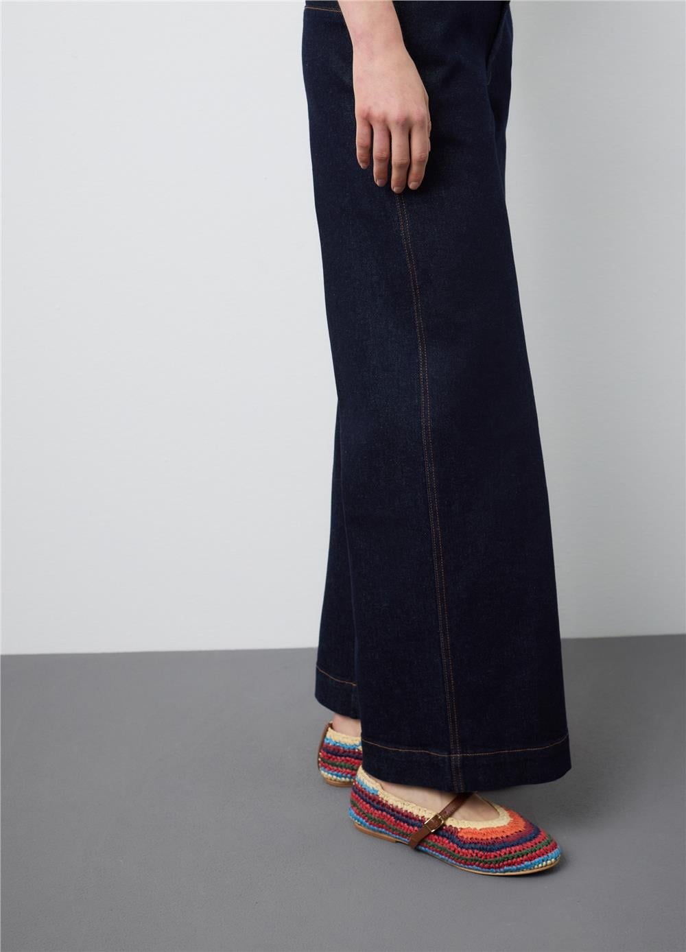 Stretch Pamuklu Denim Mavi Straight Fit Pantolon