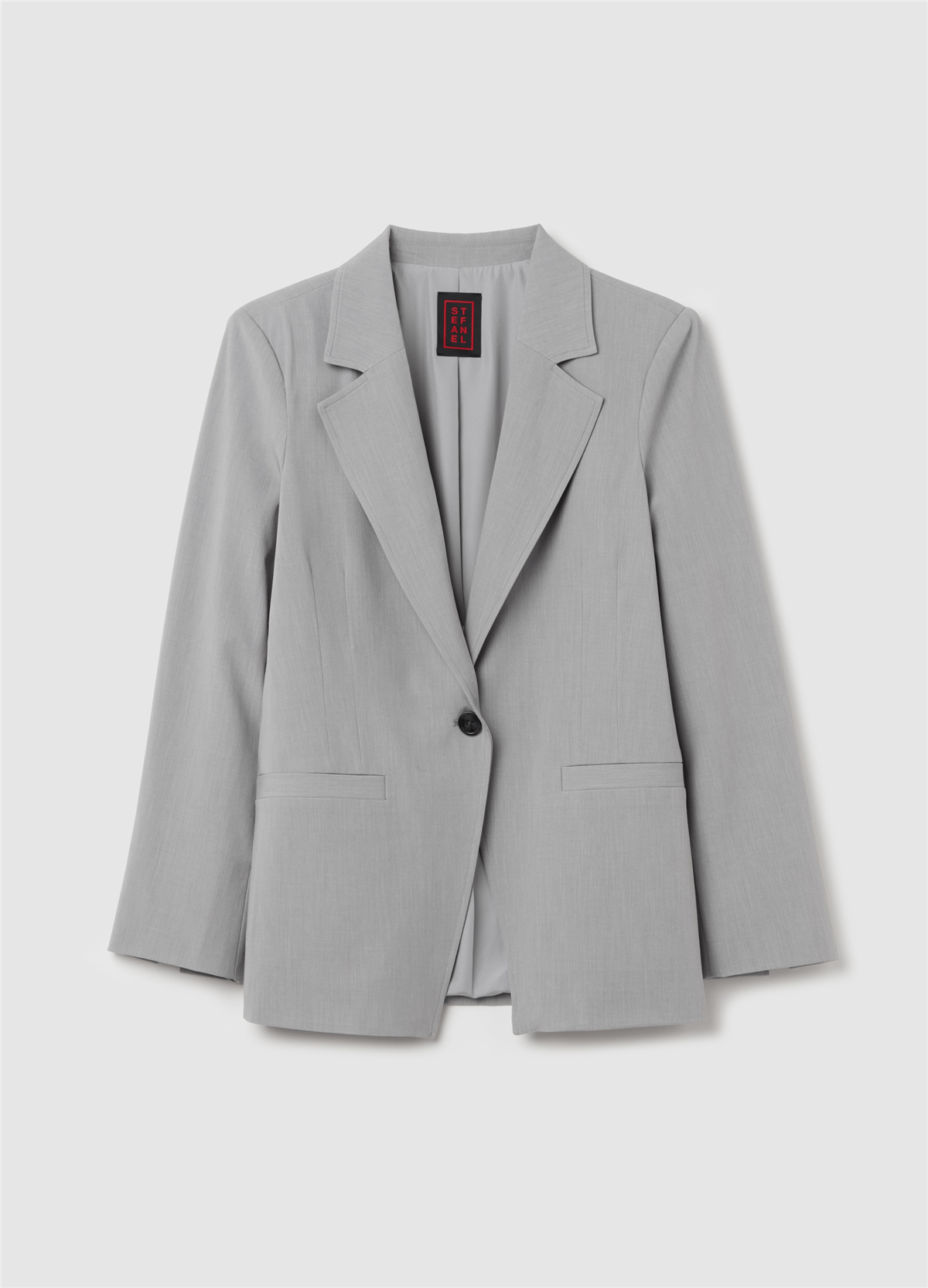 Tek Düğmeli Gri Blazer