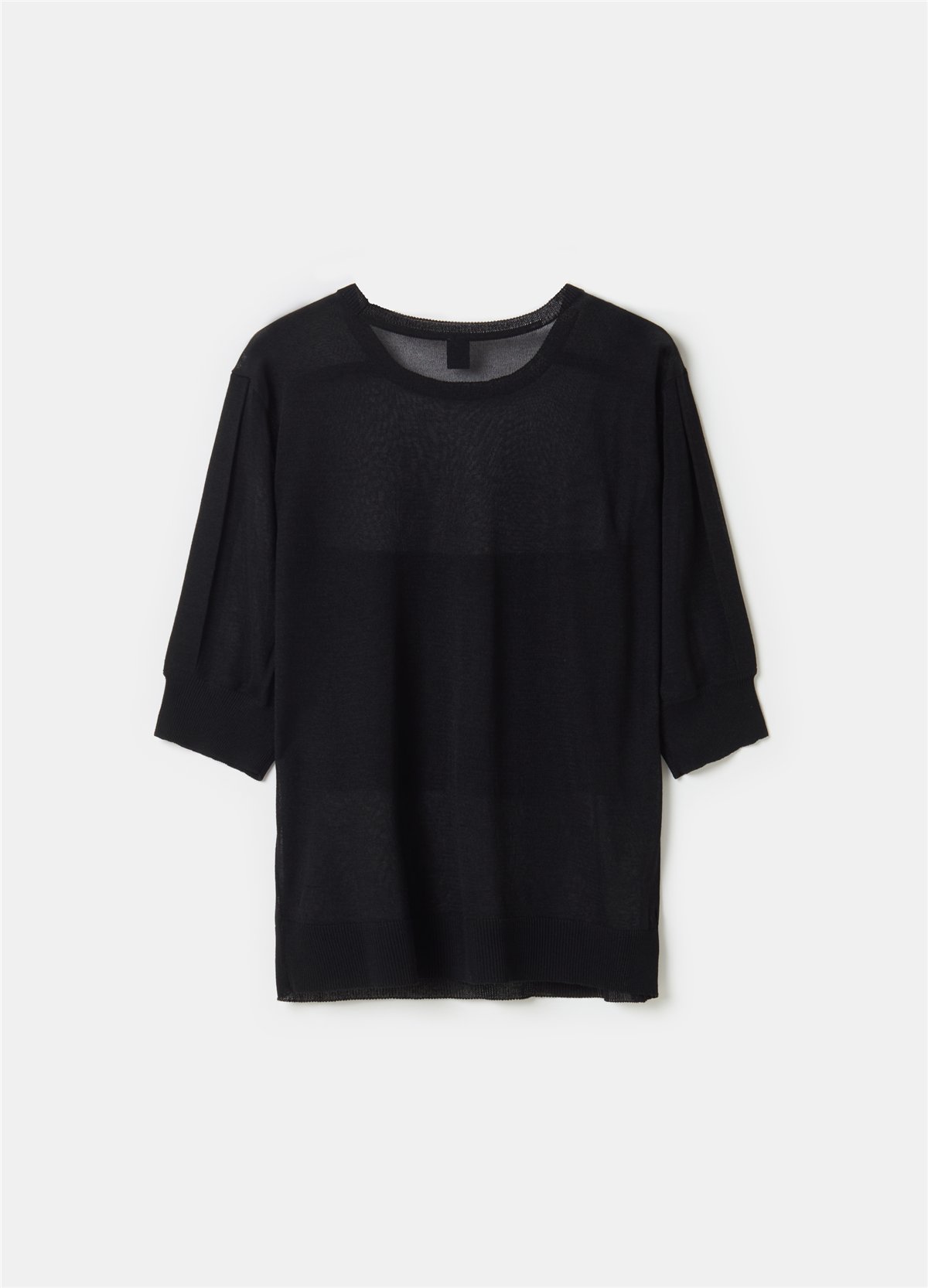 Transparan Görünümlü Oversize Siyah Bluz