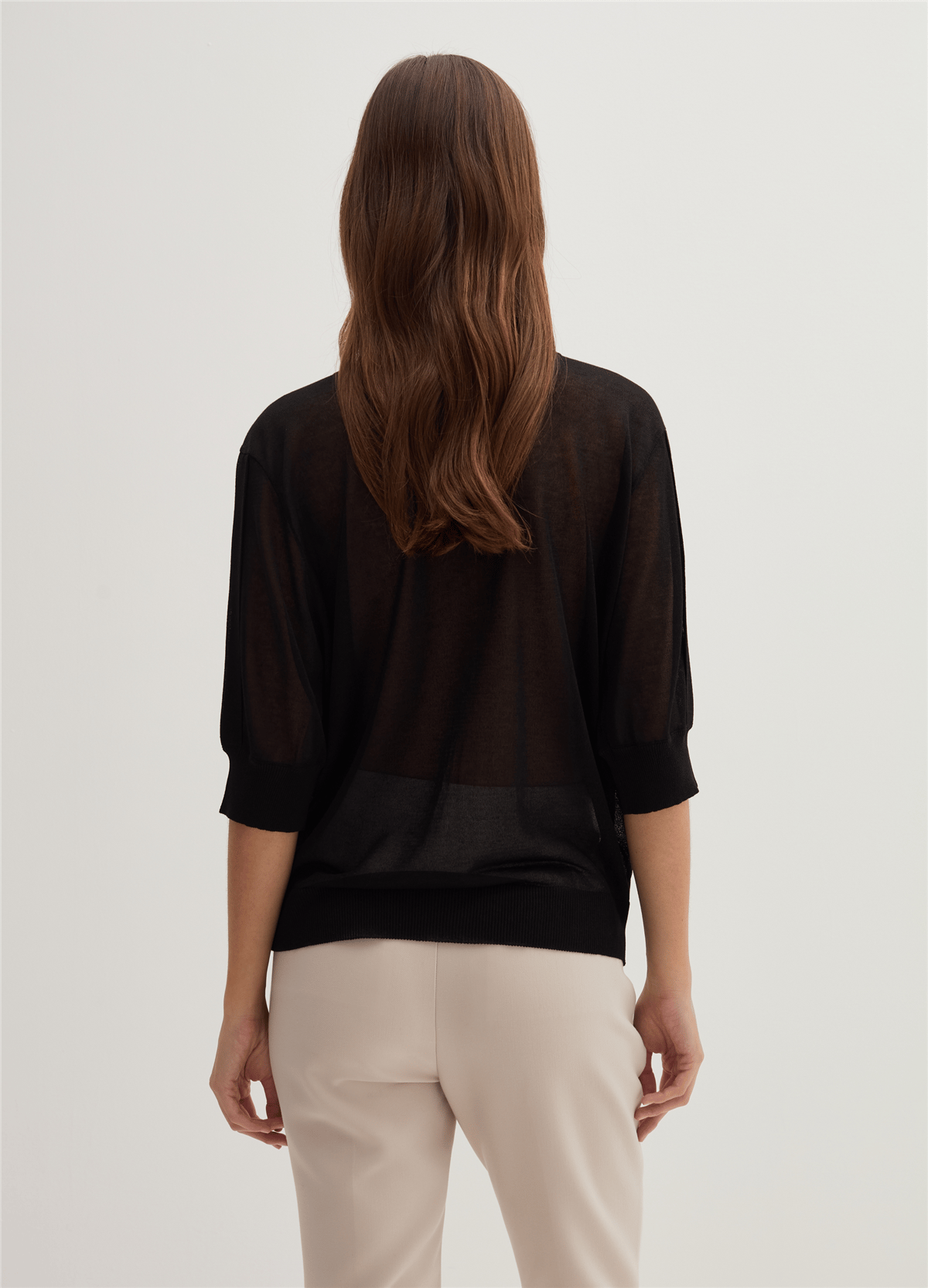 Transparan Görünümlü Oversize Siyah Bluz