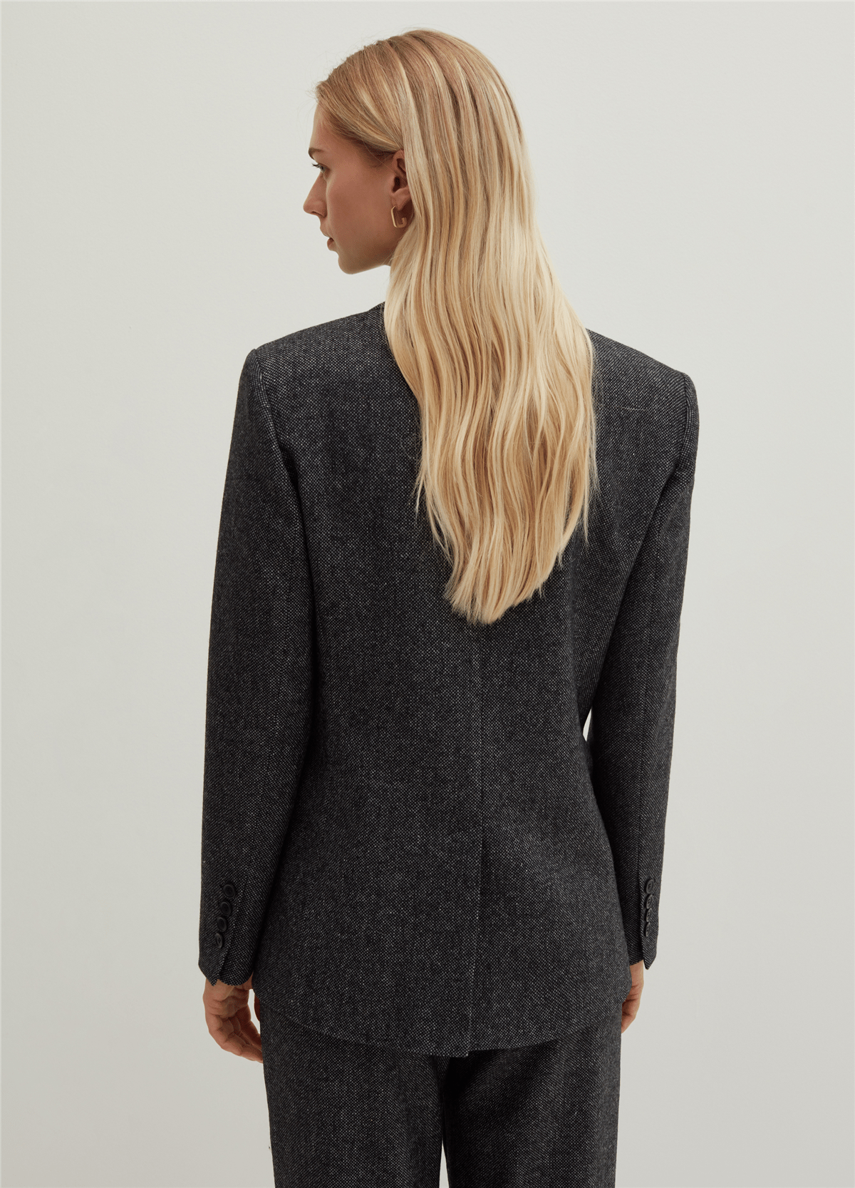 Tüvit Düğmeli Gri Blazer Ceket