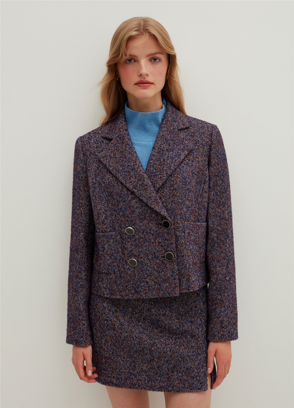 Tüvit Gri Kruvaze Blazer