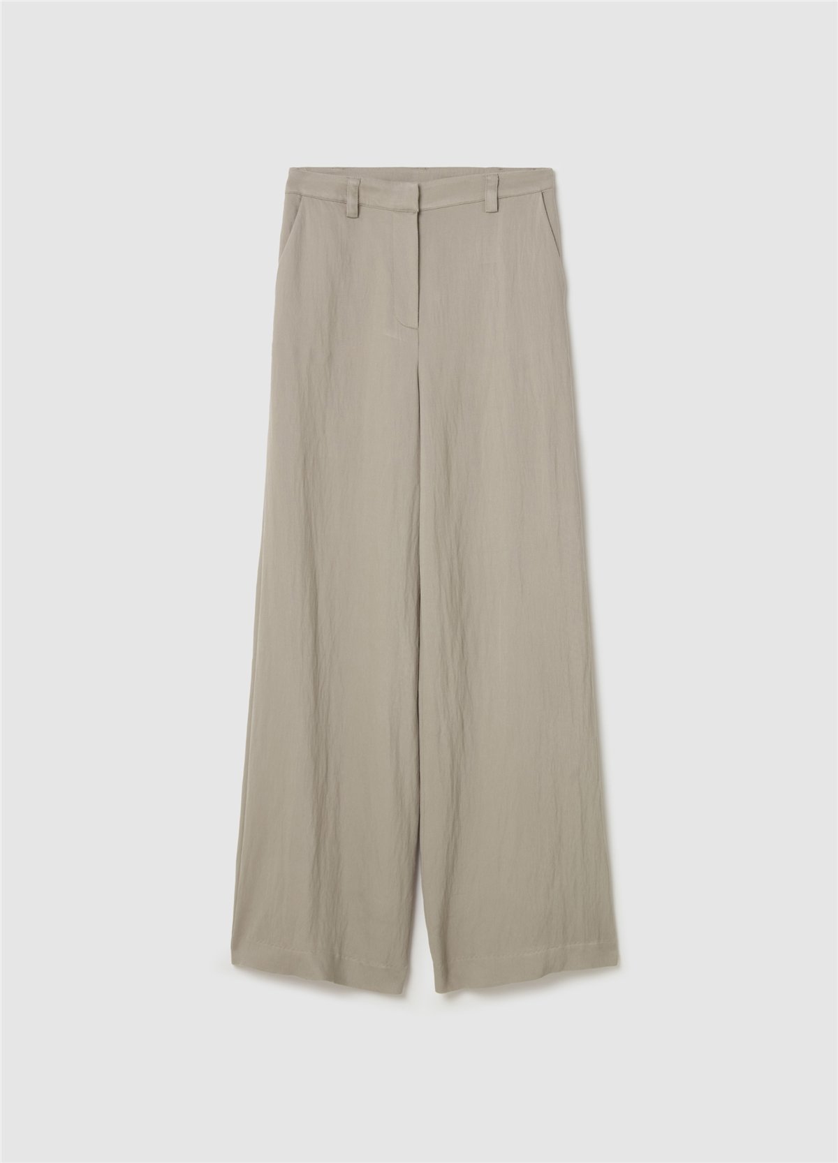 Twill Kumaş Bol Paça Gri Pantolon