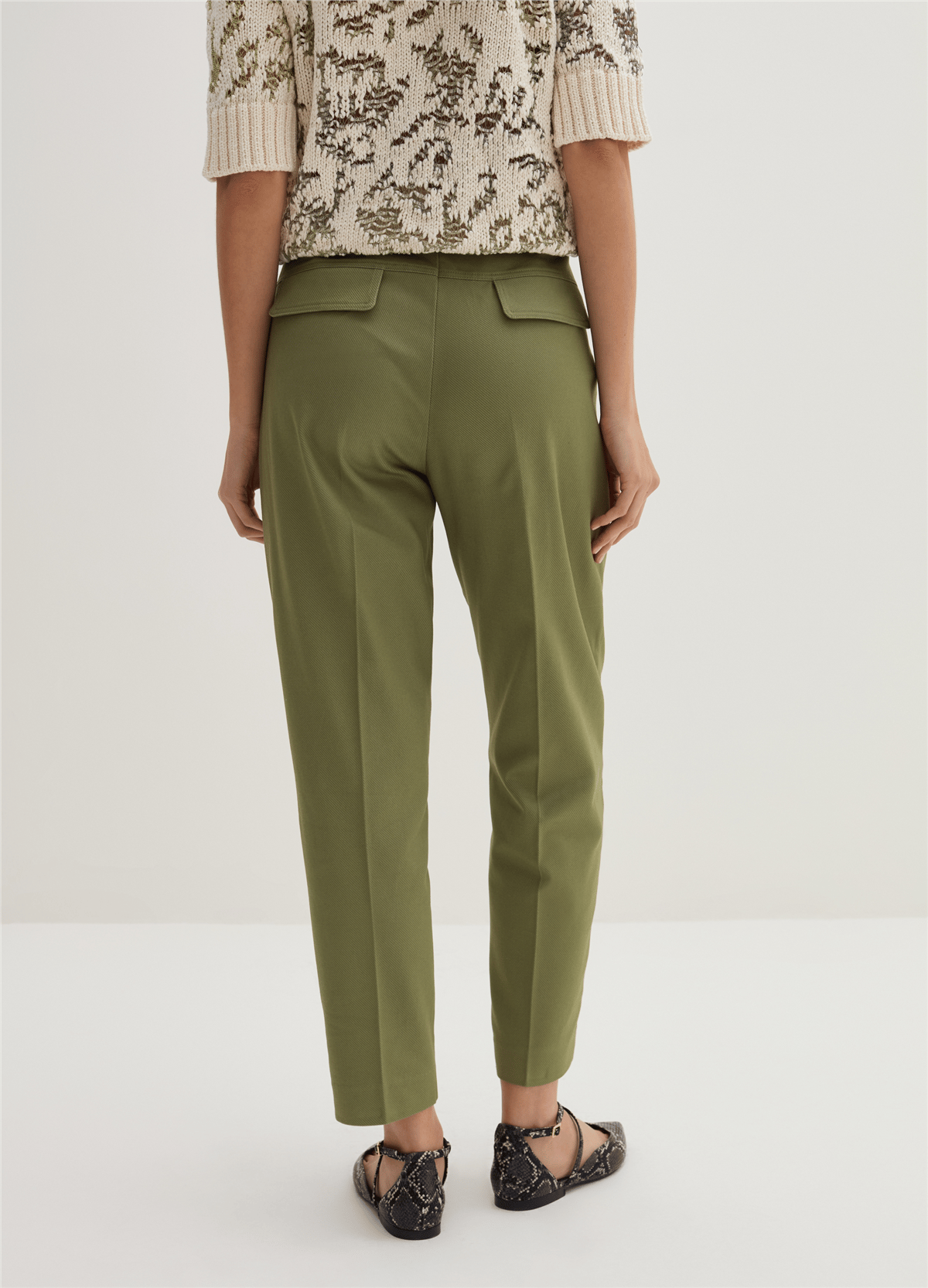 Twill Kumaş Yeşil Havuç Kesim Pantolon