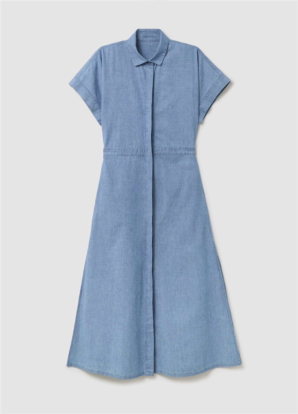 Uzun Akışkan Denim Gömlek Elbise