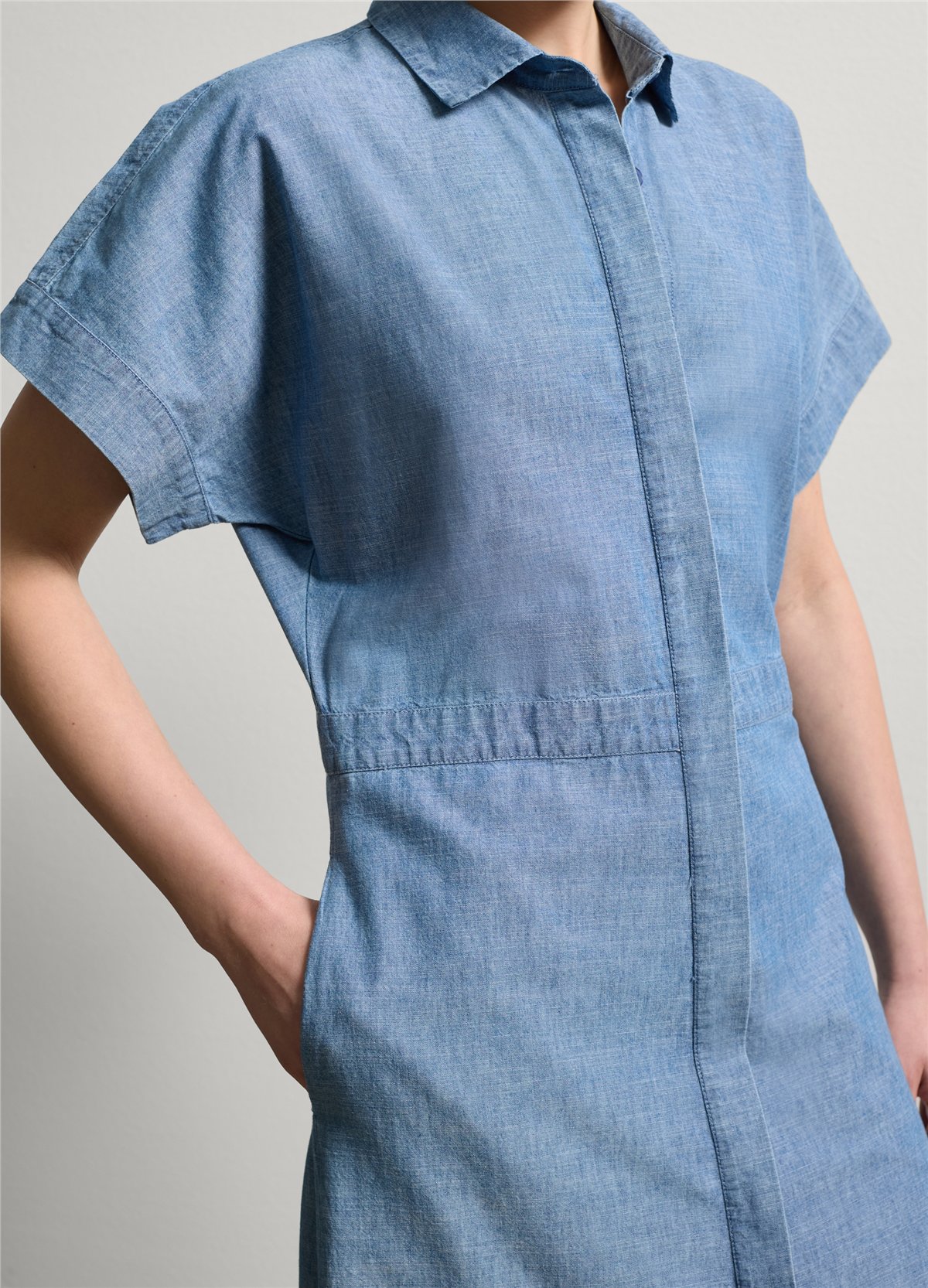 Uzun Akışkan Denim Gömlek Elbise