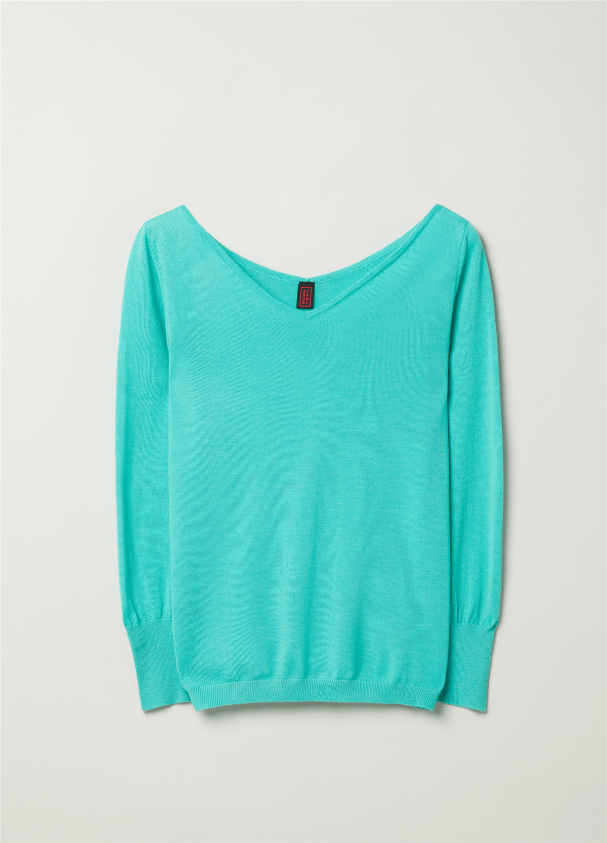 V Yaka Merinos Yünü Jarse Turkuaz Kazak