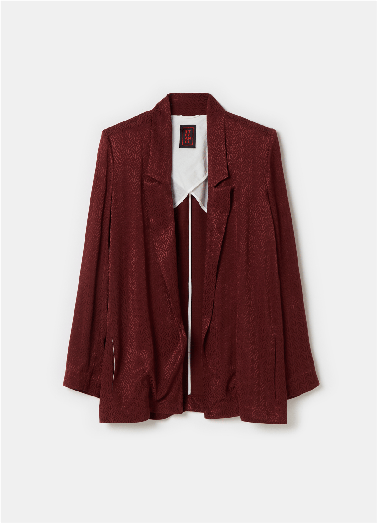 Viskon Jakarlı Açık Model Bordo Blazer