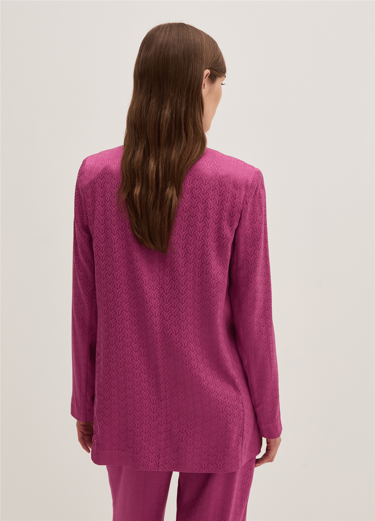 Viskon Jakarlı Açık Model Pembe Blazer