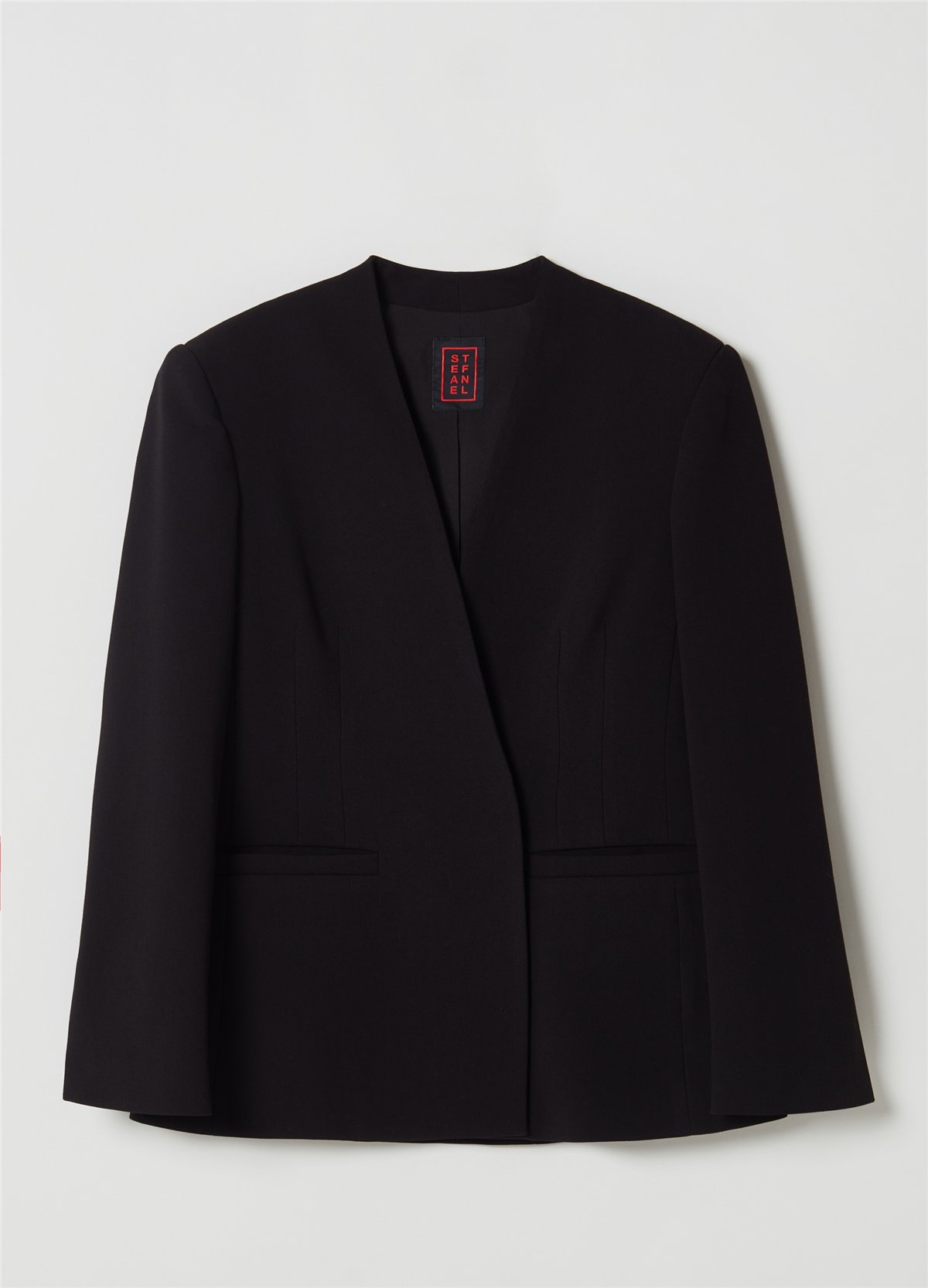 Yan Yırtmaçlı Siyah Kruvaze Blazer