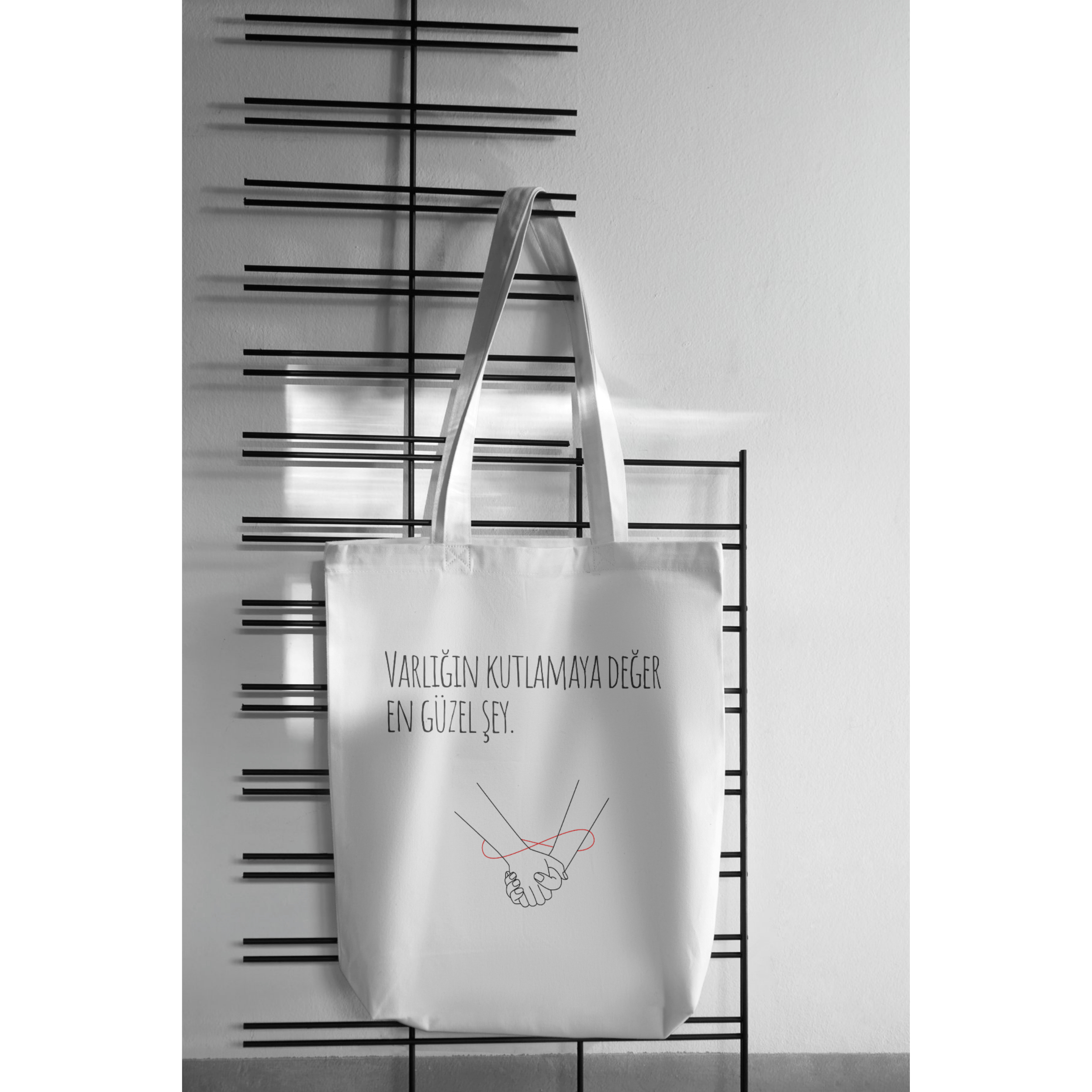 Kadın Doğum Günü Kutlama Mutlu Yıllar Özel Gün Hediyelik Kırık Beyaz Özel Tasarım Keten Bez Çanta