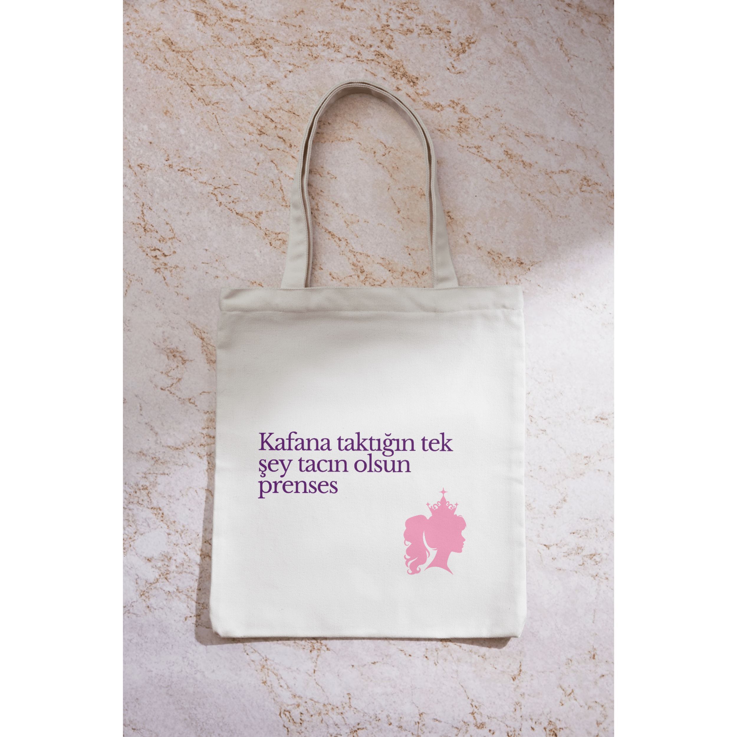 Kadın Doğum Günü Kutlama Mutlu Yıllar Özel Gün Hediyelik Kırık Beyaz Özel Tasarım Keten Bez Çanta