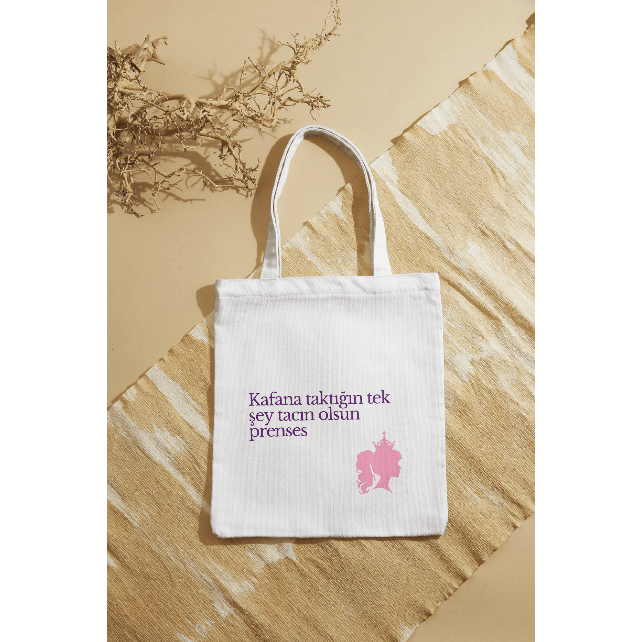 Kadın Doğum Günü Kutlama Mutlu Yıllar Özel Gün Hediyelik Kırık Beyaz Özel Tasarım Keten Bez Çanta