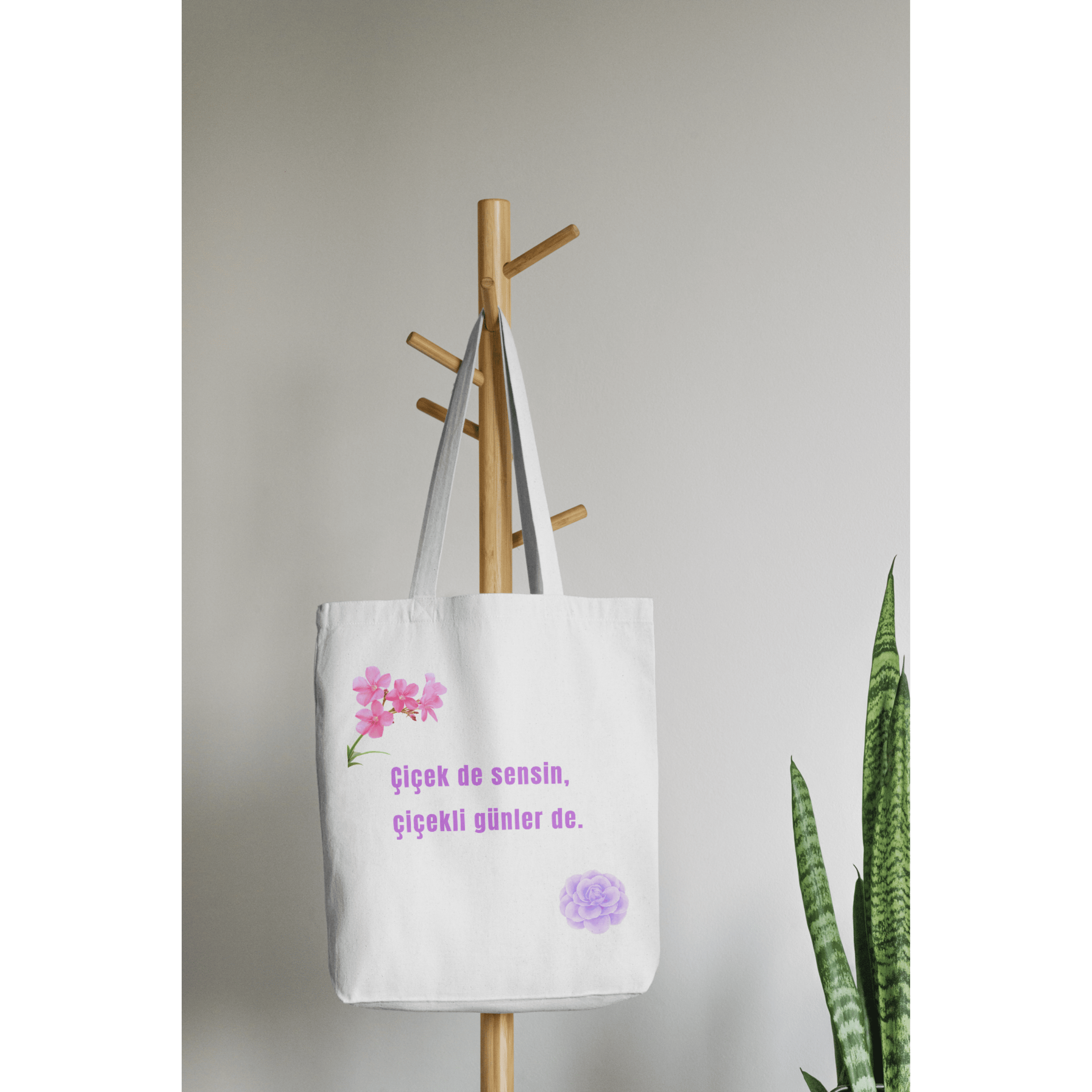 Kadın İçimden Geldi Çocuğa Kızıma Hediye Hediyelik Kırık Beyaz Özel Tasarım Keten Bez Çanta