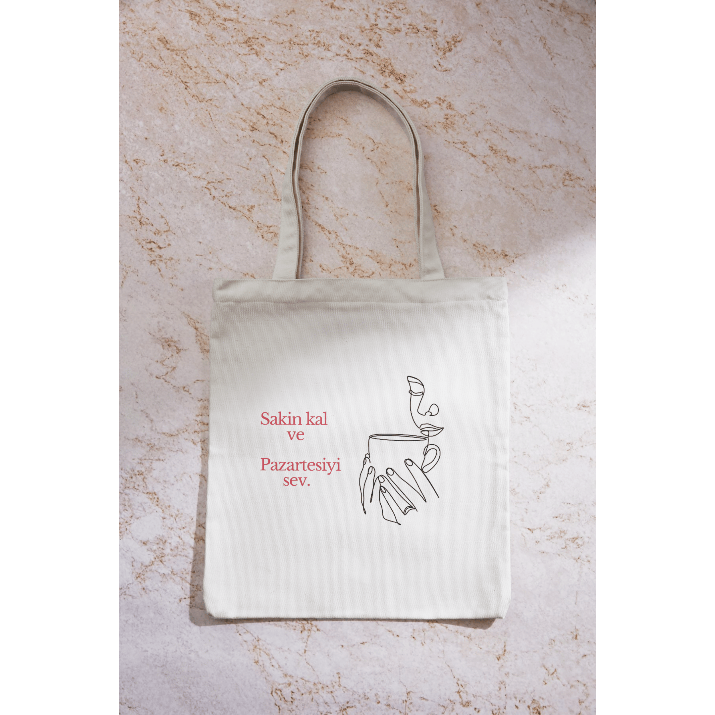 Kadın İçimden Geldi Kutlama Özel Gün Hediyelik Kırık Beyaz Özel Tasarım Keten Bez Çanta