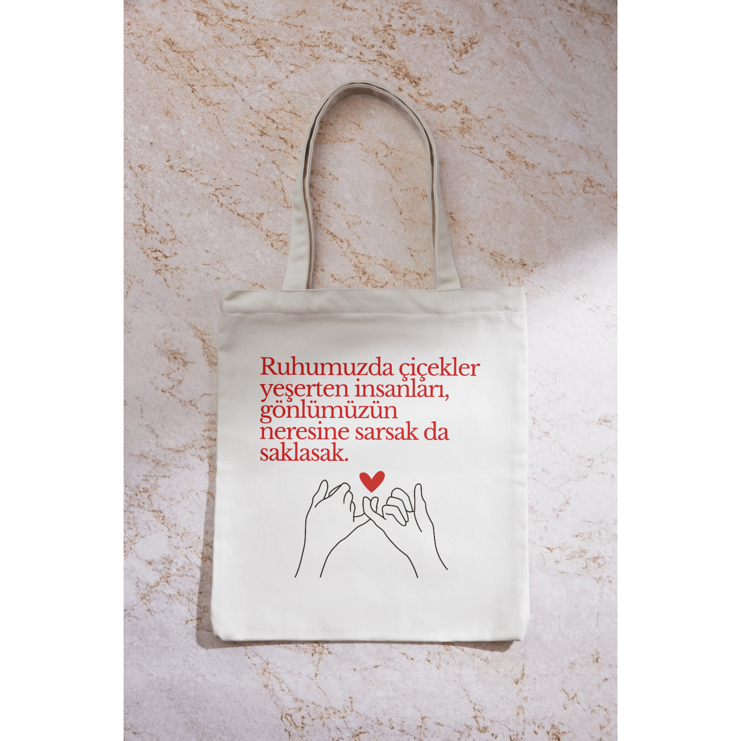 Kadın Yakın Arkadaşa Dosta Kardeşe Özel Gün Hediyelik Kırık Beyaz Özel Tasarım Keten Bez Çanta