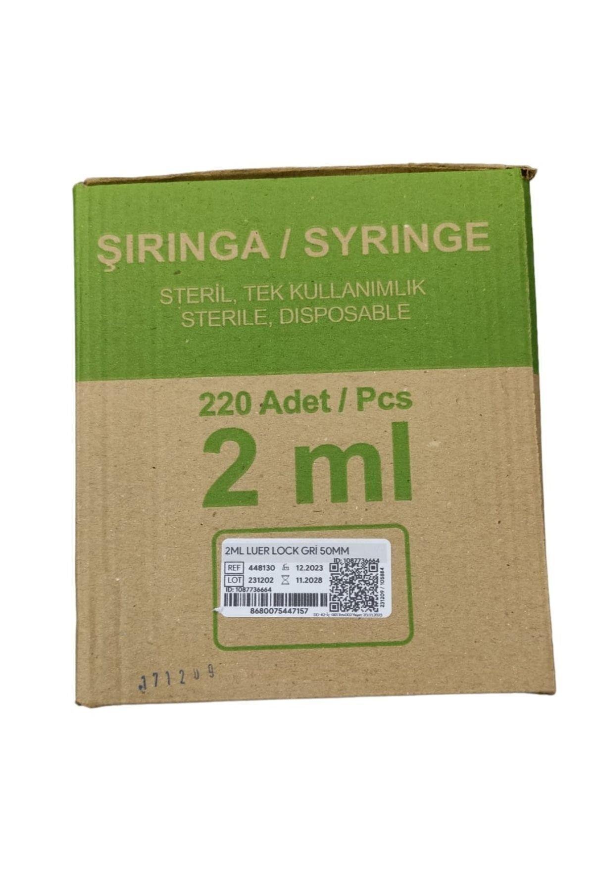 2 Cc ml Düz Uç Iğnelidental Enjektör Gri Uç 27 G 40 Mm 220 Li Kutu