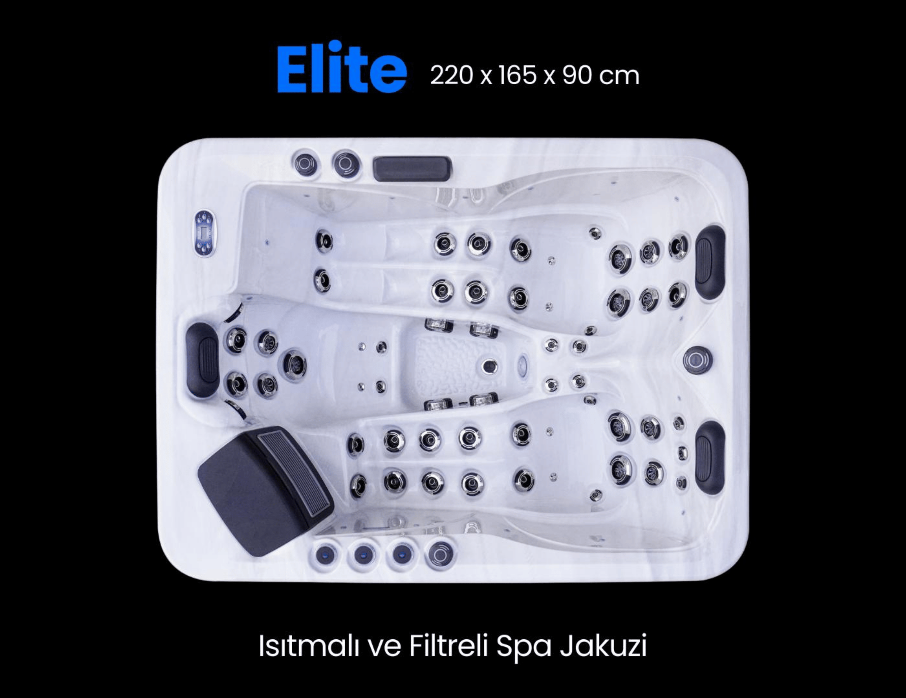 220 x 165 x 86 CM ISITMALI 4 KİŞİLİK SPA JAKUZİ