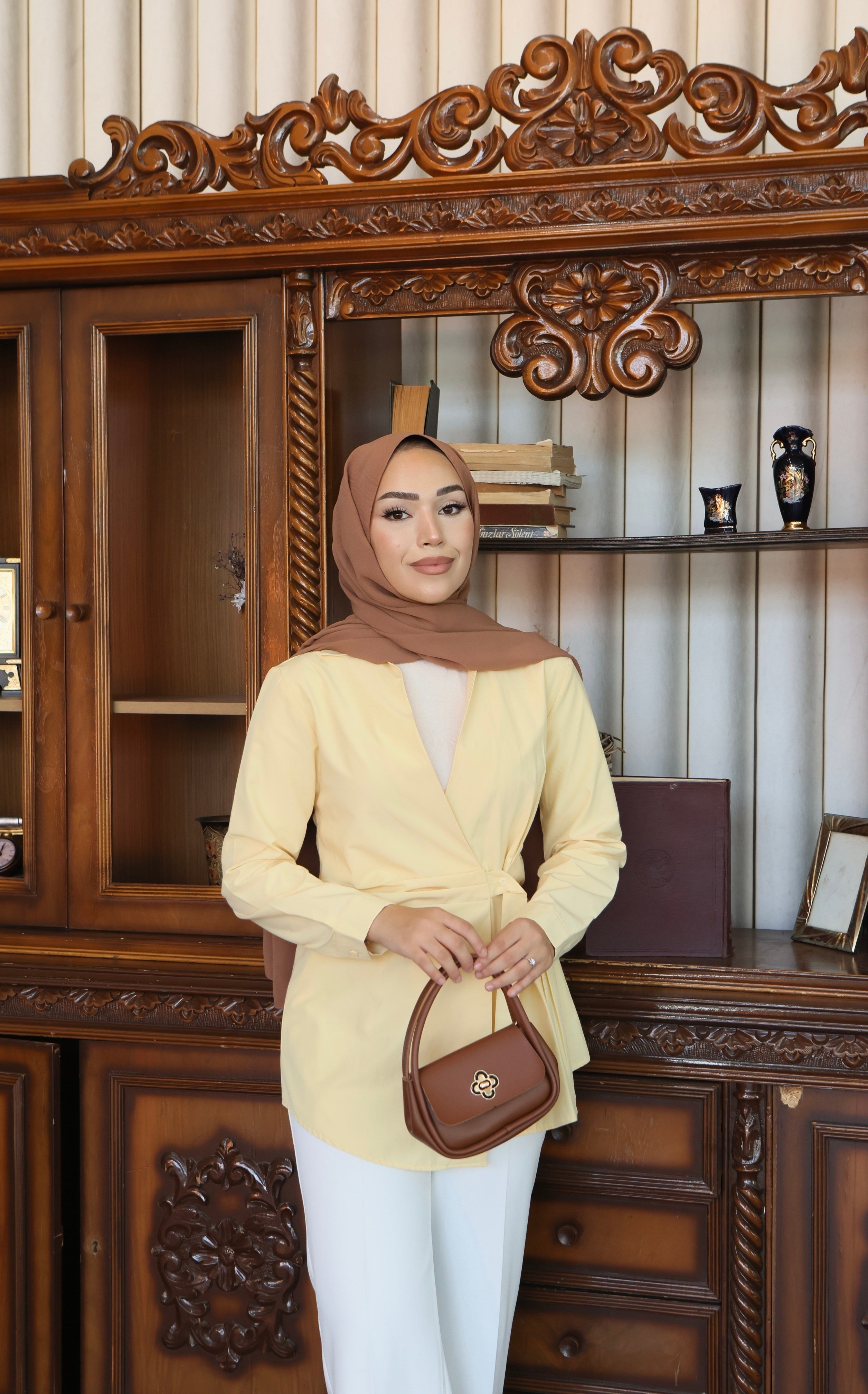 Kruvaze Bağlamalı Poplin Gömlek - Bebe mavi