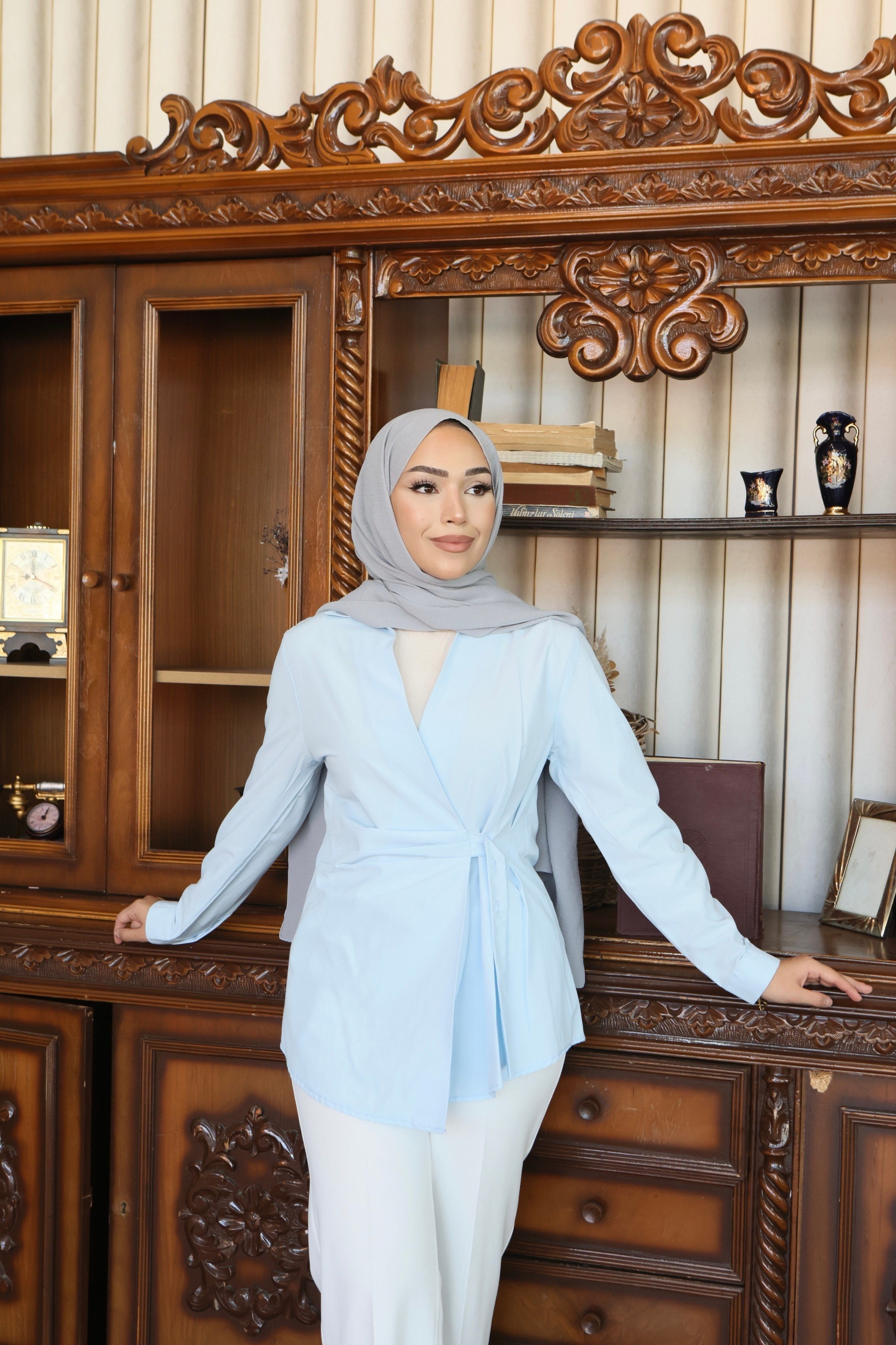 Kruvaze Bağlamalı Poplin Gömlek - Beyaz