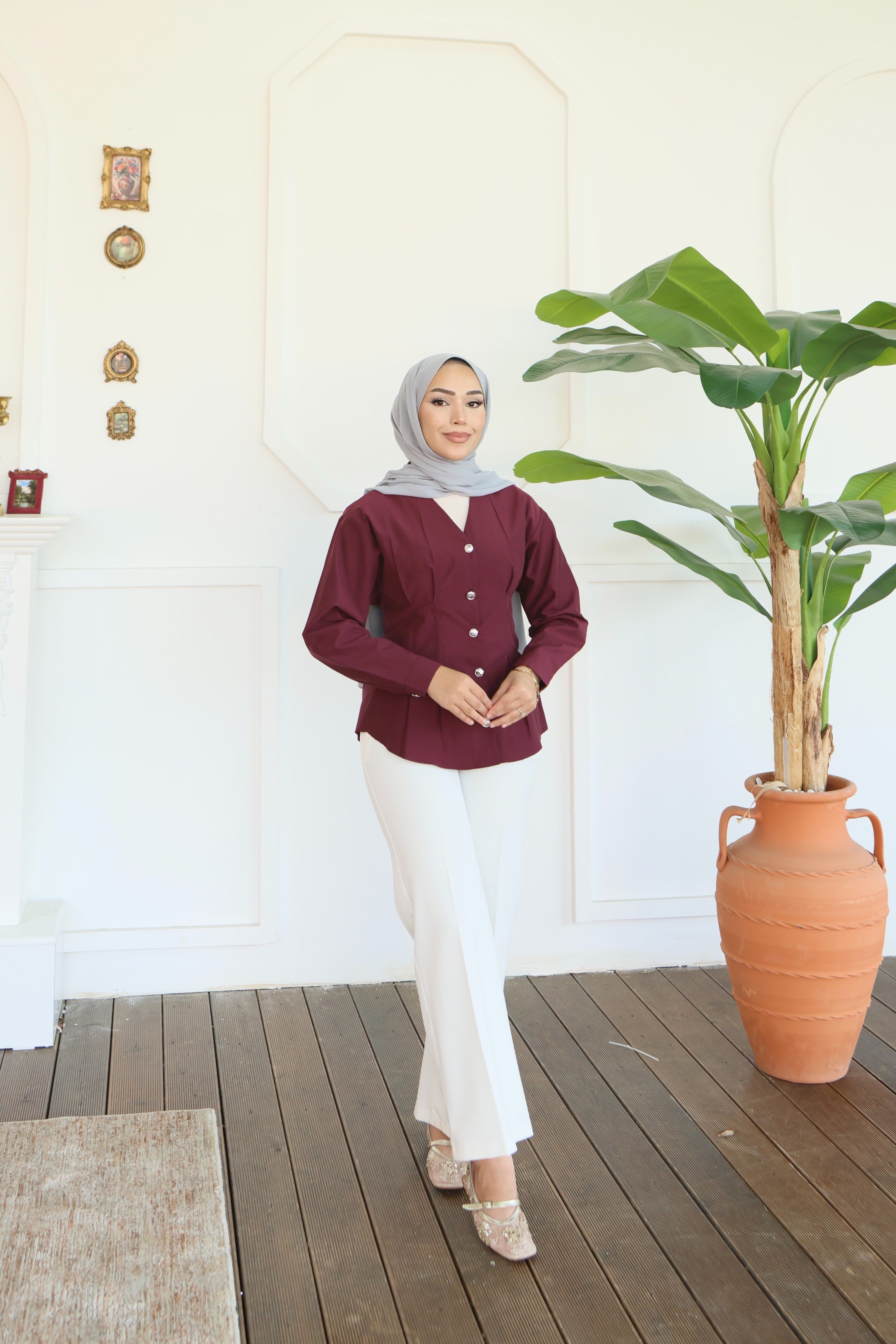 Peplum Bel Oturtmalı Gömlek