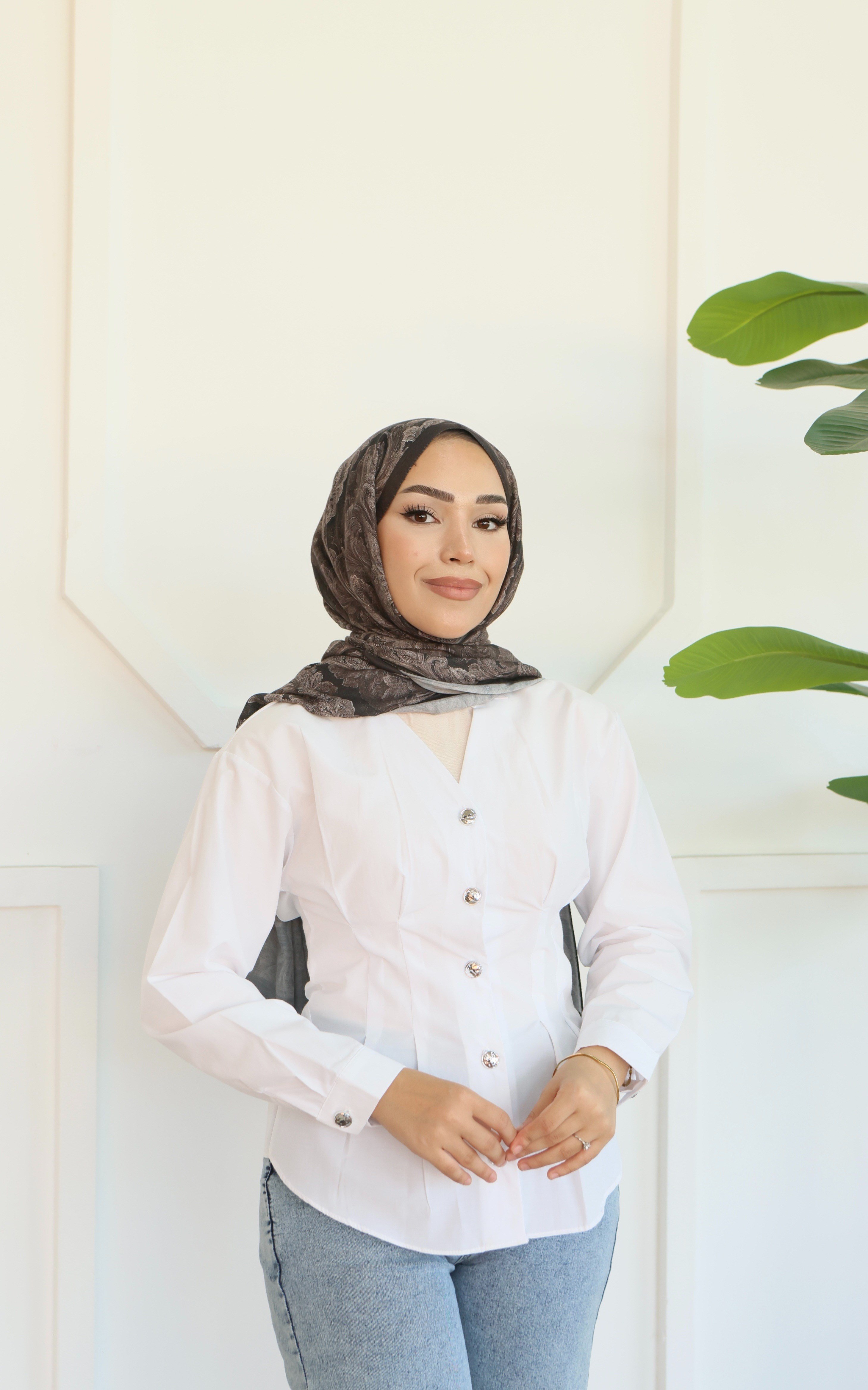 Peplum Bel Oturtmalı Gömlek - Beyaz