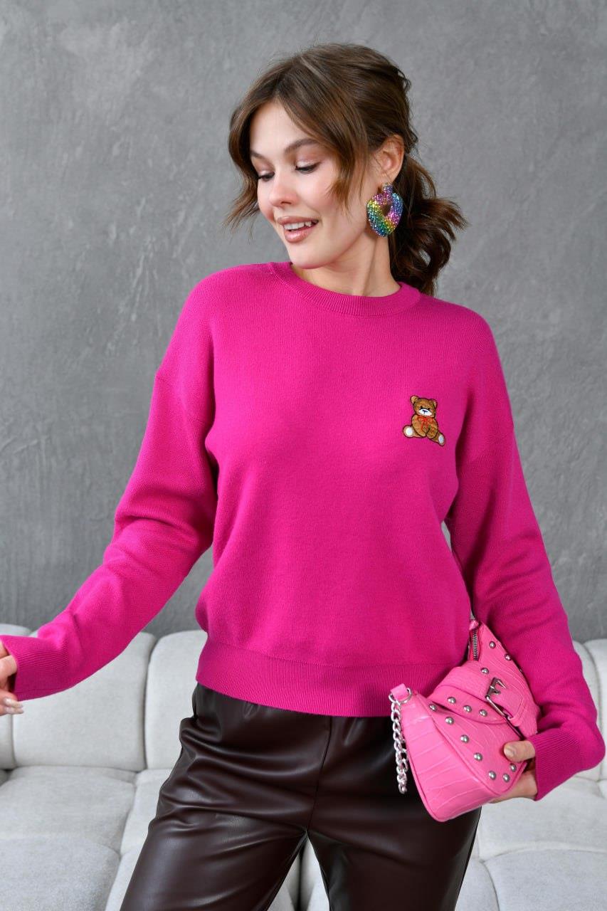 BİSİKLET YAKA PREMİUM ÖZEL İPLİK AYICIK NAKIŞ