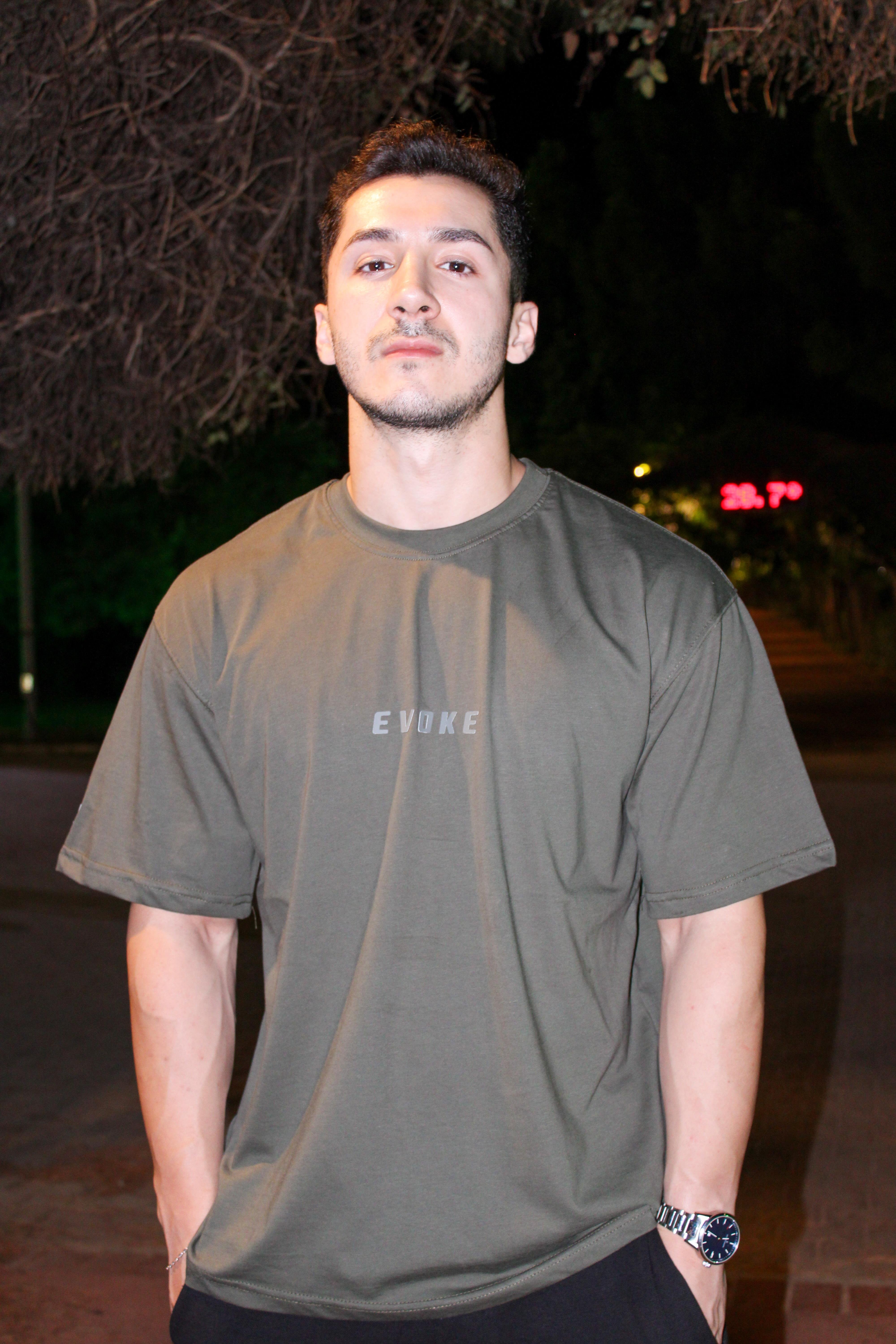 Evoke Logo Rubber Baskı Oversize Erkek T-shirt