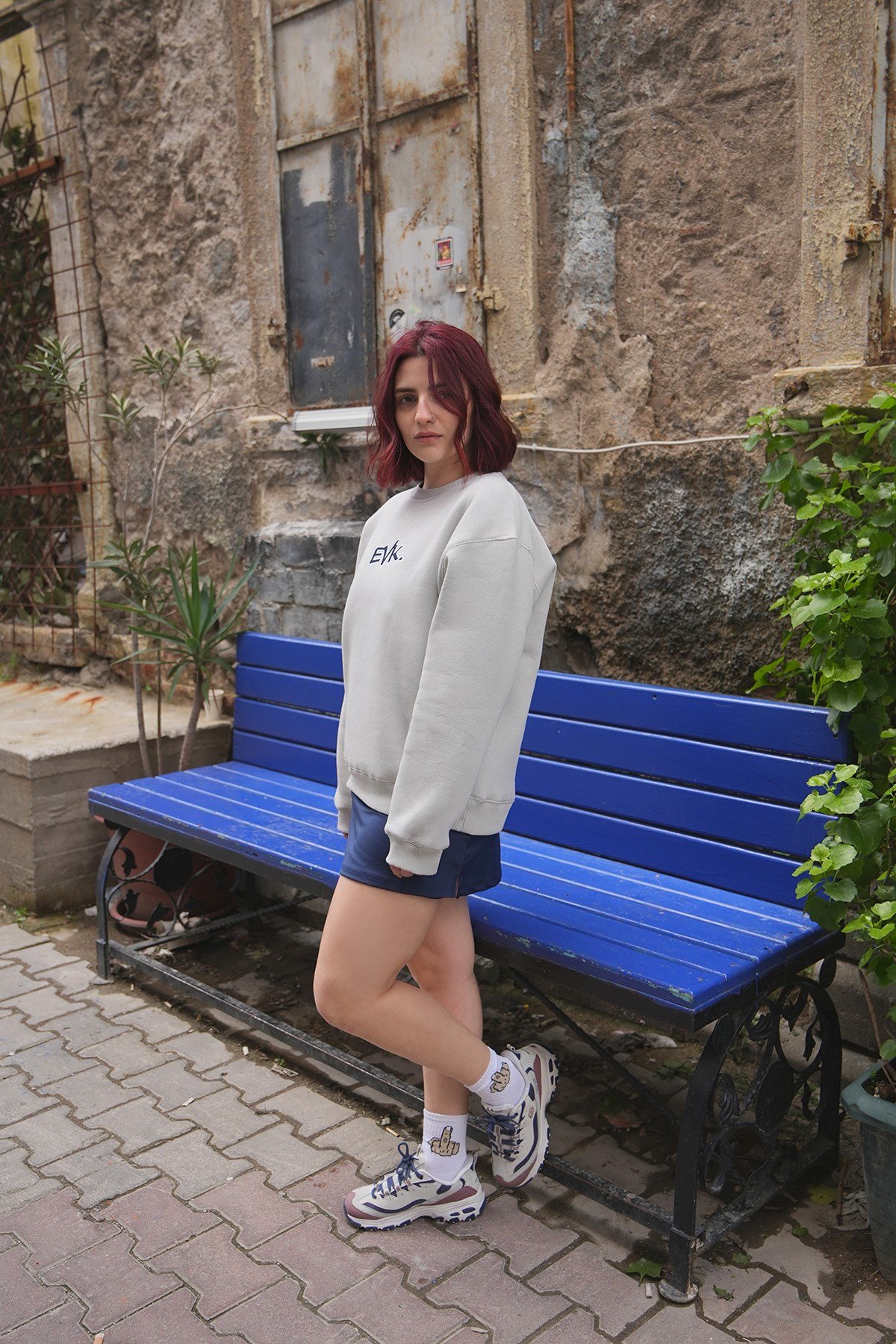 Grafiti Nakış Oversize Kadın Sweat