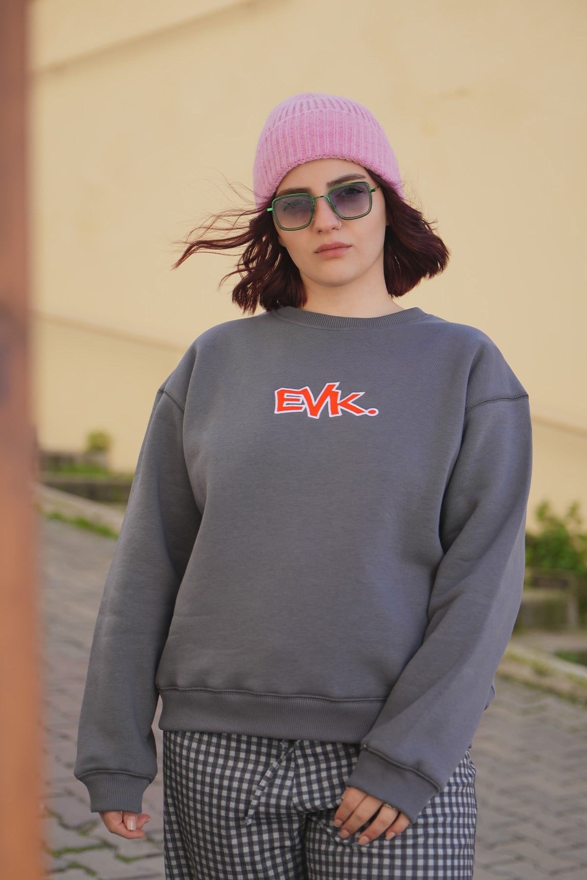 Grafiti Nakış Oversize Kadın Sweat