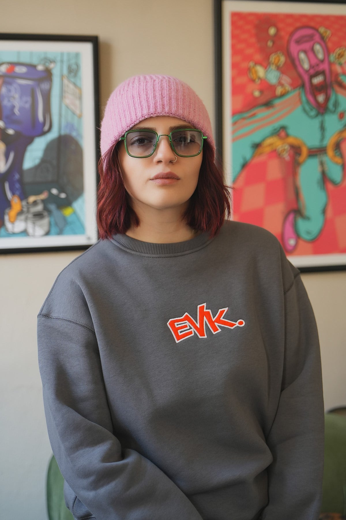 Grafiti Nakış Oversize Kadın Sweat