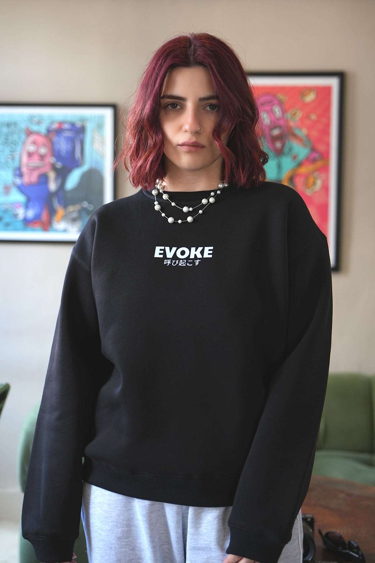 Kedi Oversize Kadın Sweat