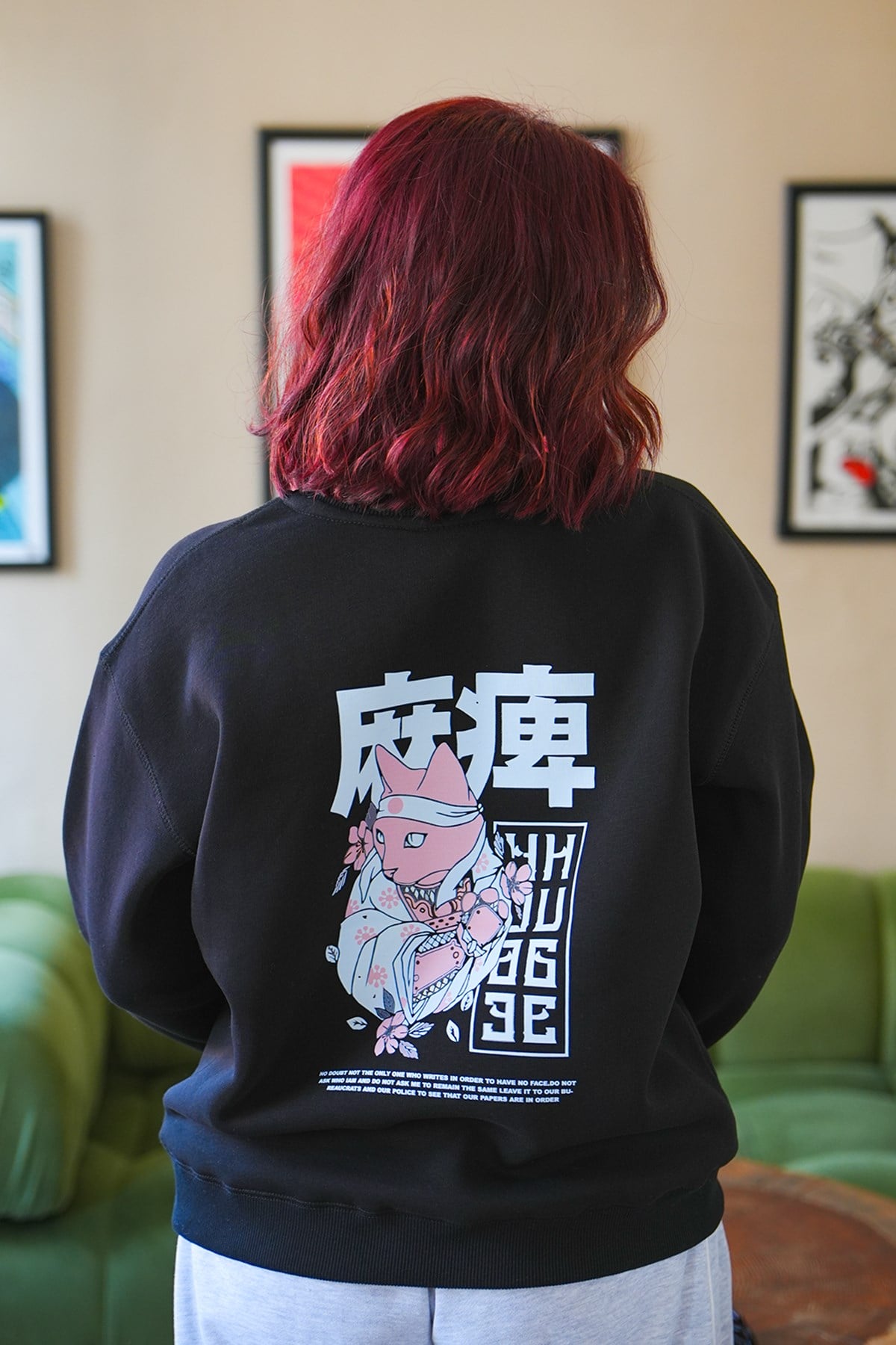 Kedi Oversize Kadın Sweat