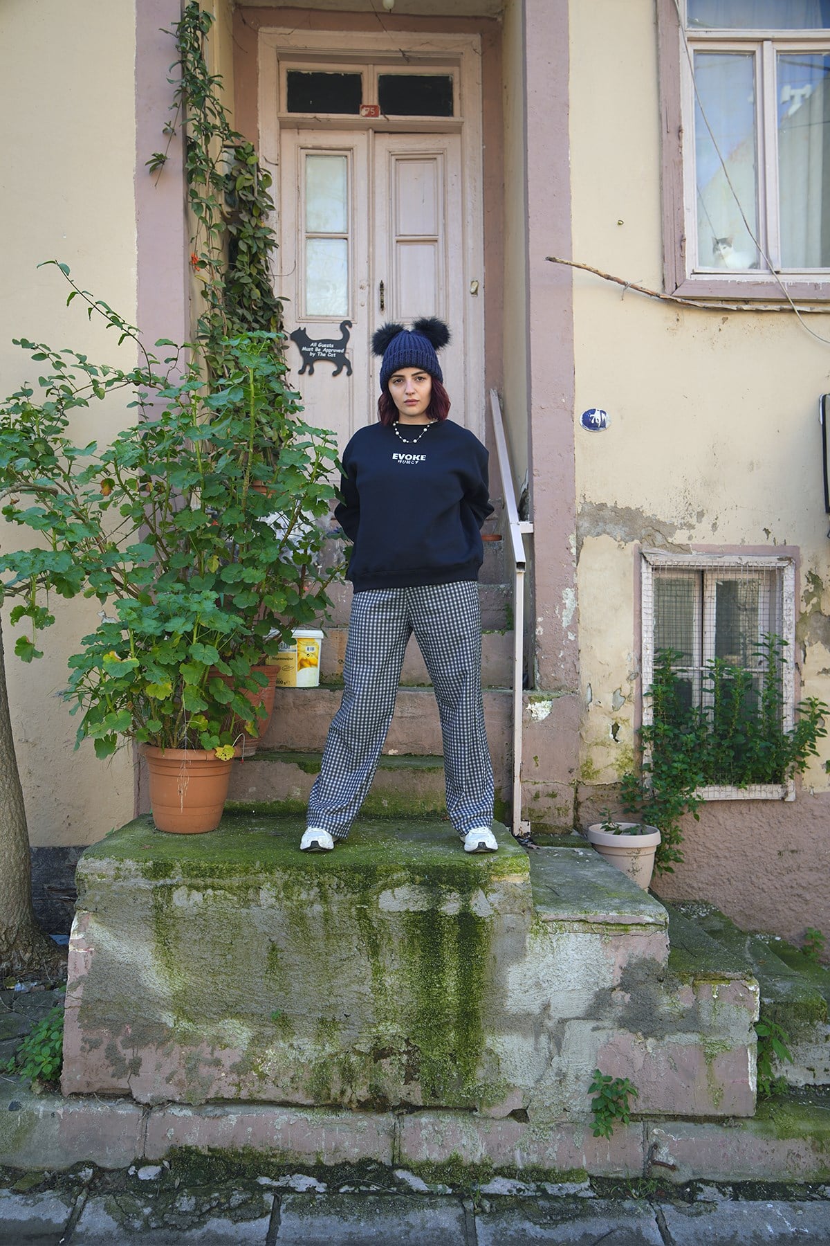 Kedi Oversize Kadın Sweat