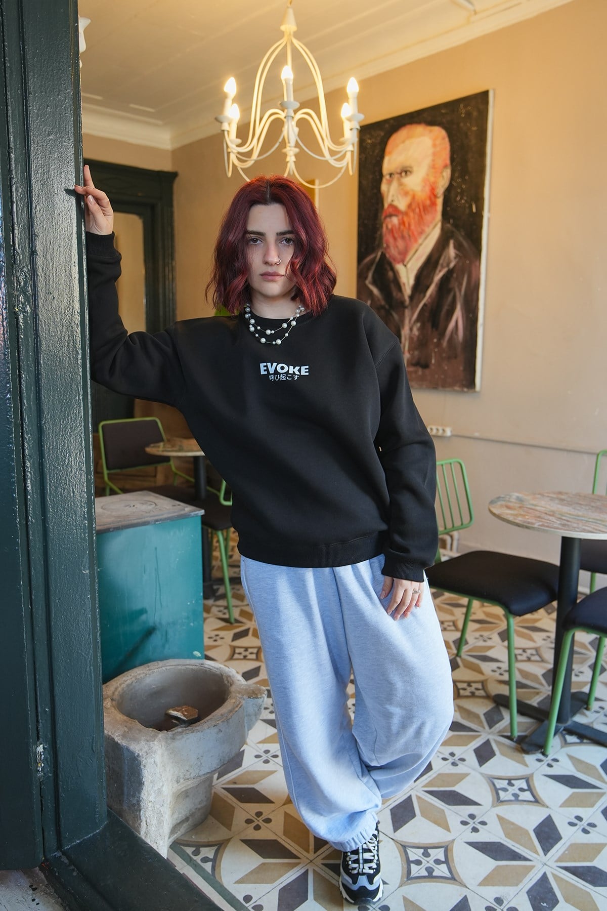 Kedi Oversize Kadın Sweat