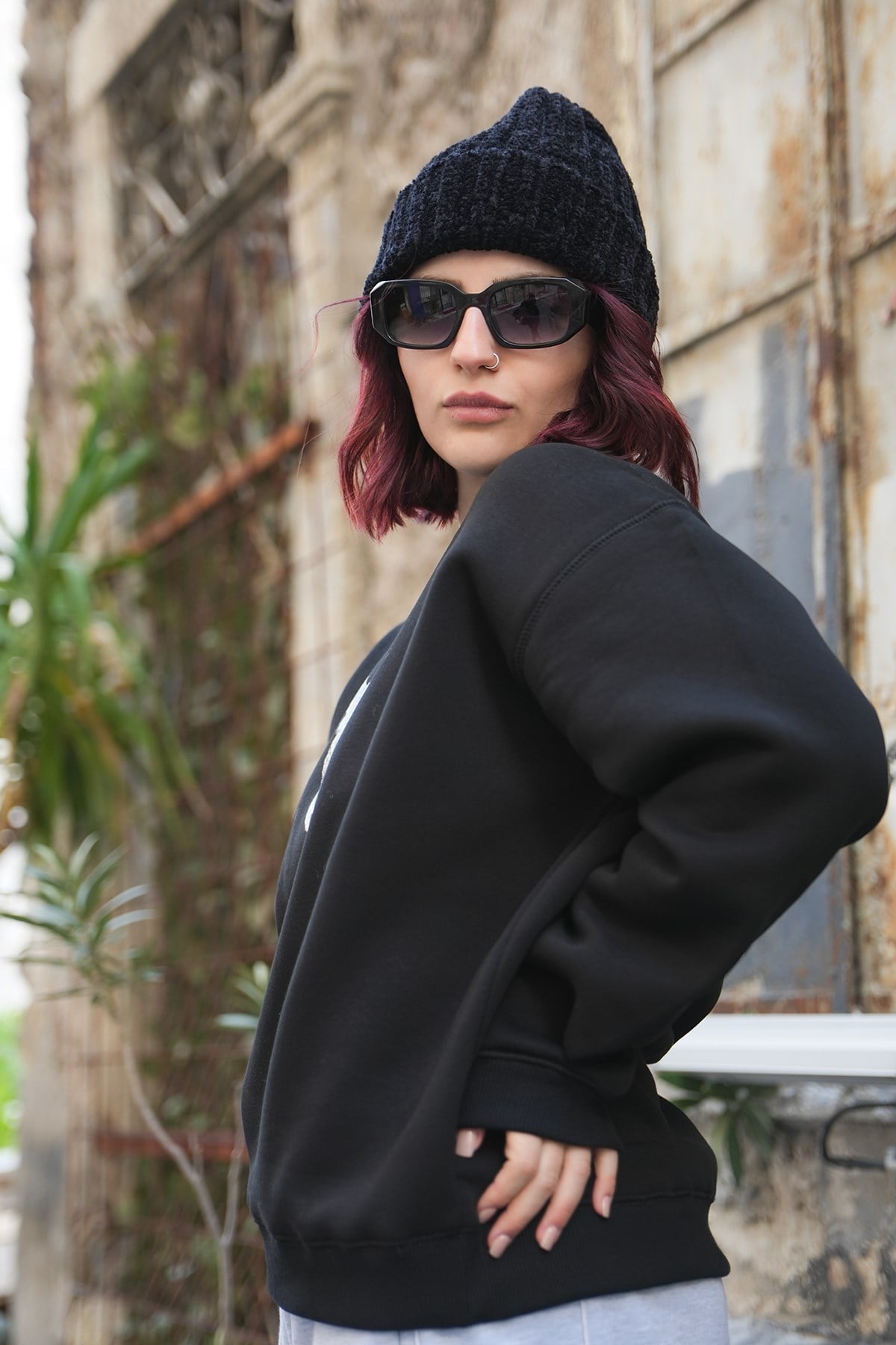 Leopar Oversize Kadın Sweat