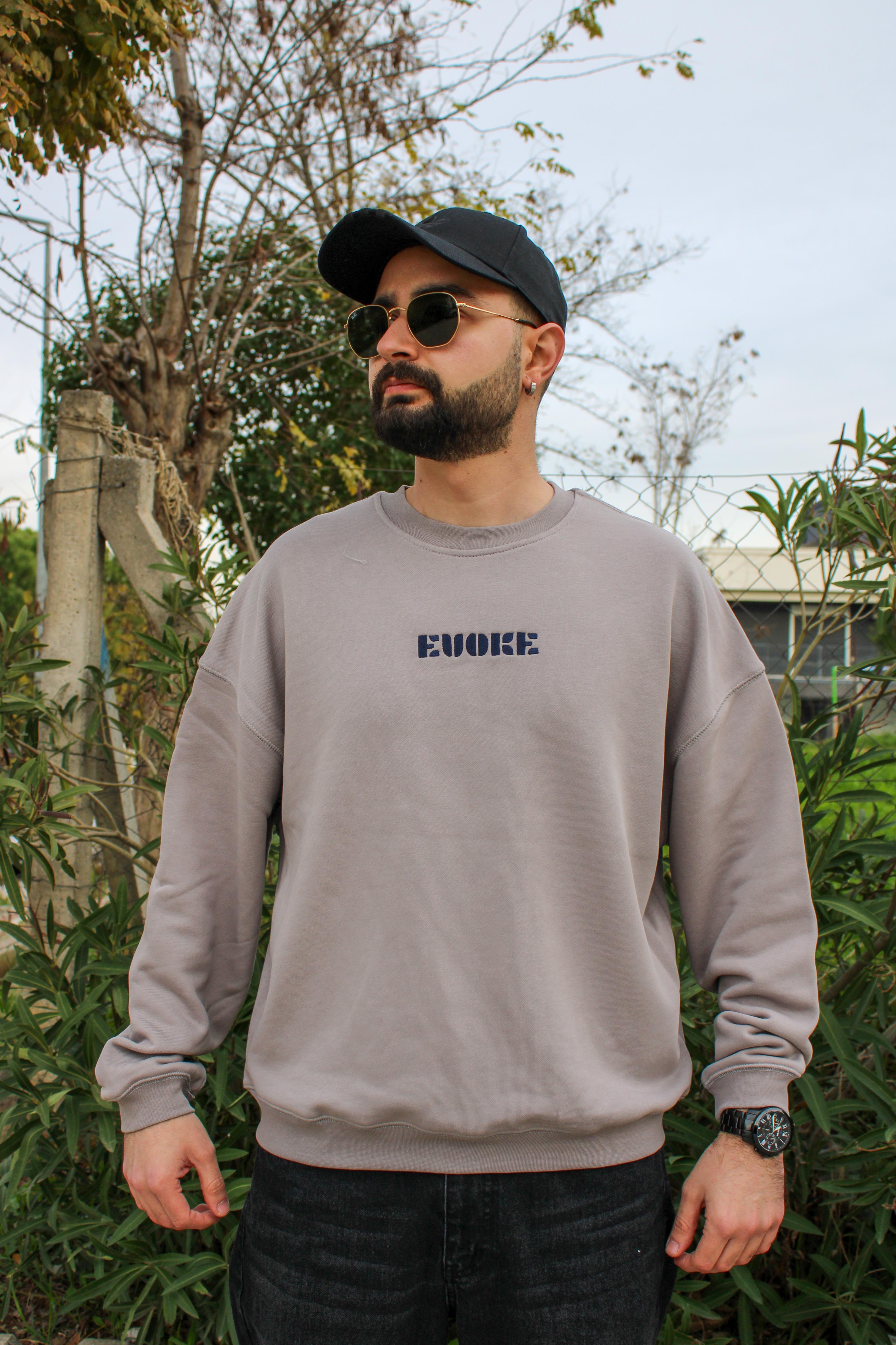 Nakışlı Oversize Erkek Sweat