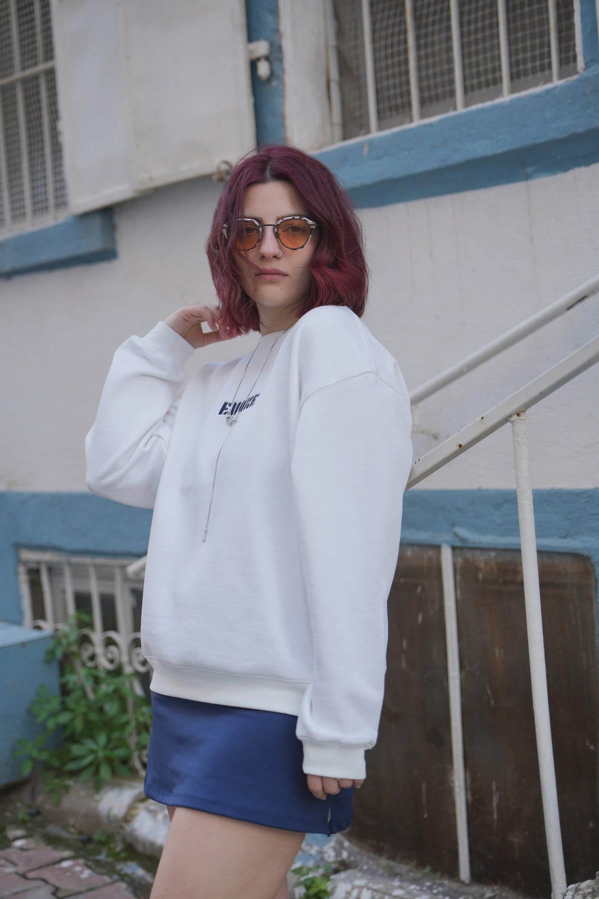 Nakışlı Oversize Kadın Sweat