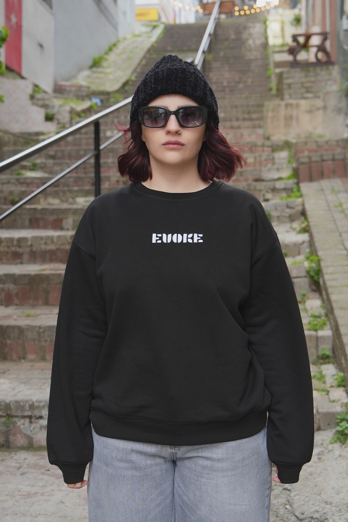 Nakışlı Oversize Kadın Sweat