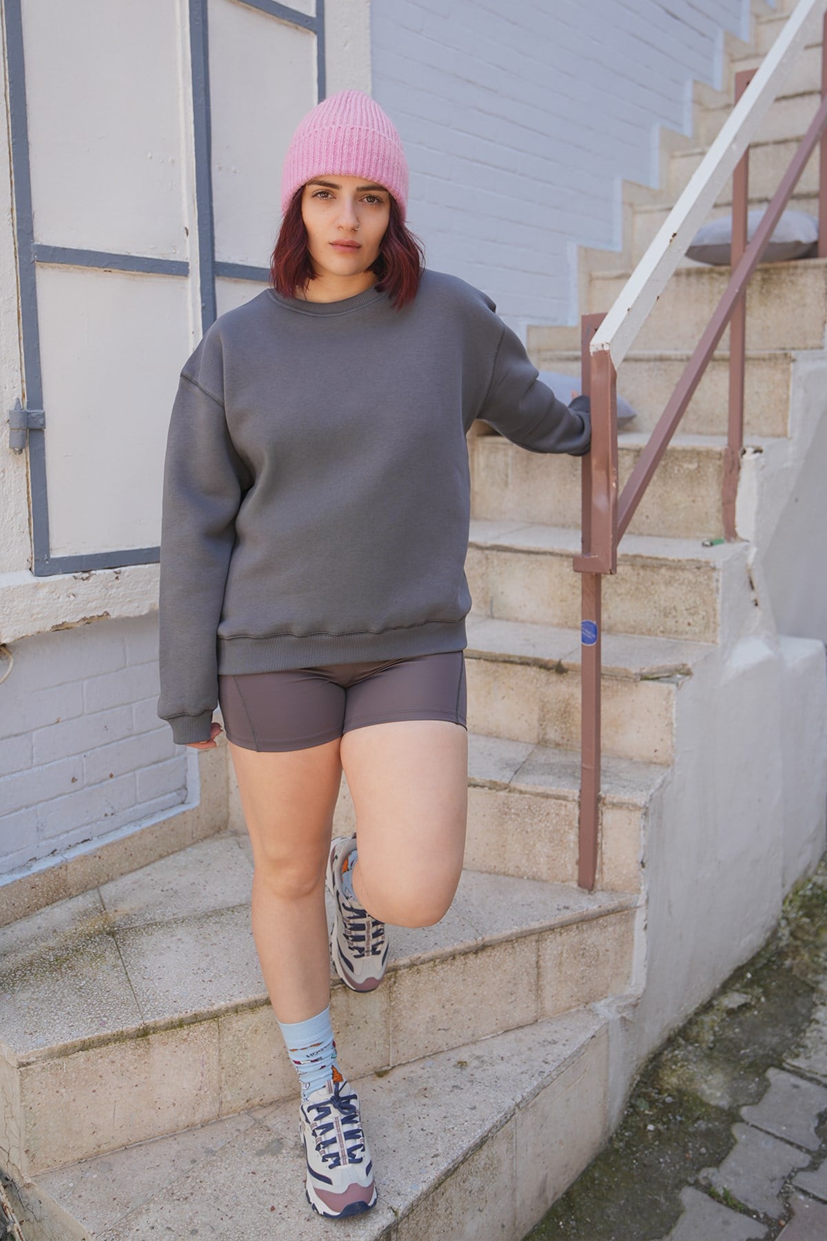 Oversize Kadın Sweatshirt Gri