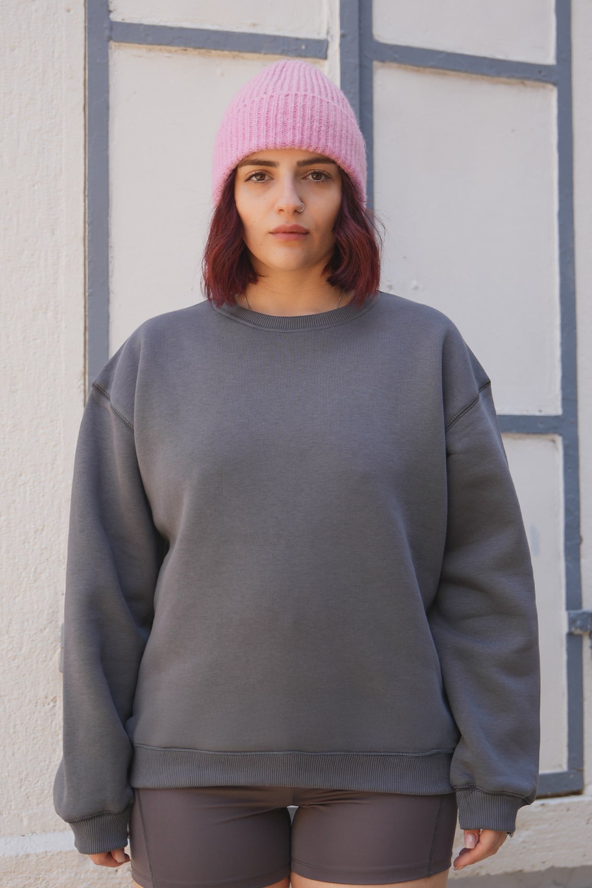 Oversize Kadın Sweatshirt Gri