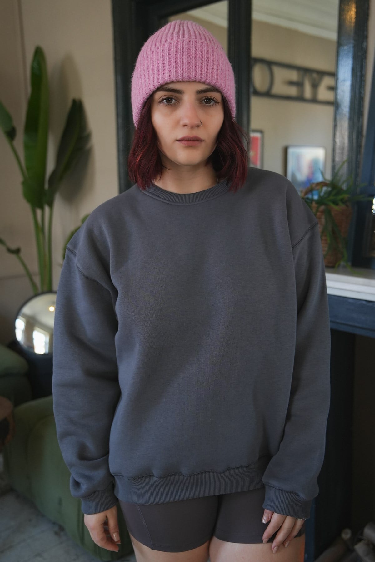 Oversize Kadın Sweatshirt Gri